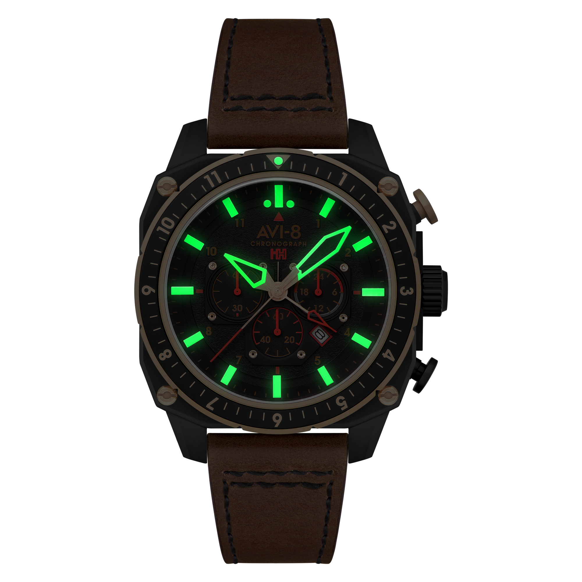 AVI-8 AVI-8 Hawker Hunter Atlas Dual Time Chronograph Jade Black Men's Watch AV-4100-09