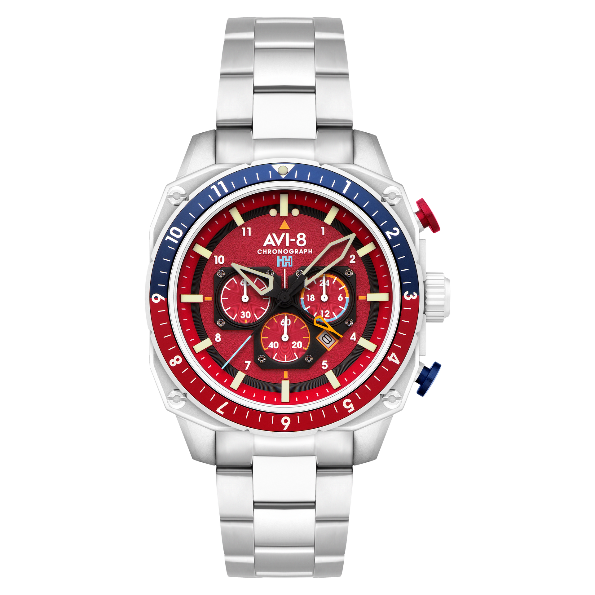 stevenson overall windmaster wm1 38 レッド Crimson Red | Hawker Hunter Atlas Dual Time Chronograph