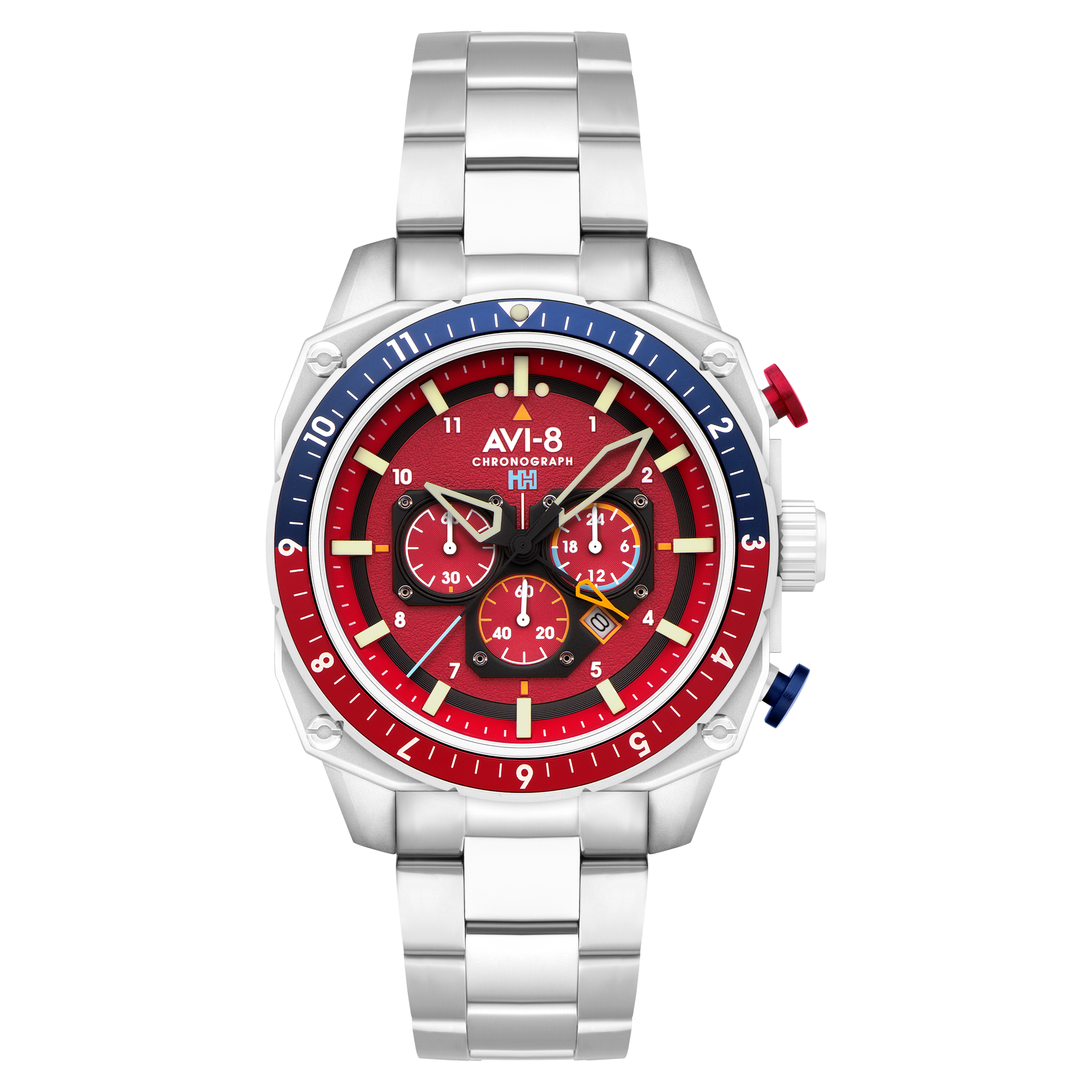 AVI-8 AVI-8 Hawker Hunter Atlas Dual Time Chronograph Crimson Red Men's Watch AV-4100-22