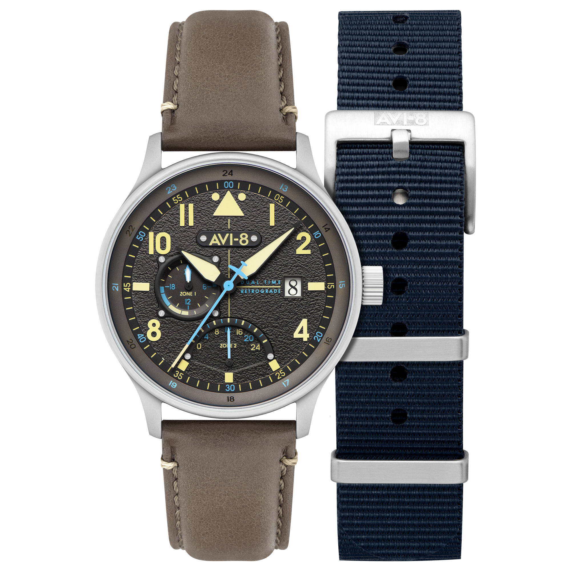 AVI-8 AVI-8 Hawker Hurricane Mckellar Dual Time Ash Grey Men's Watch AV-4101-09