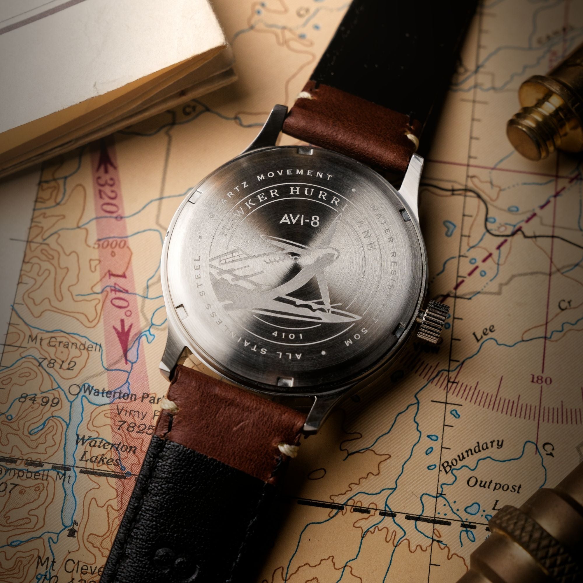 AVI-8 AVI-8 Hawker Hurricane McKellar Dual Time Metropolis Black Men's Watch AV-4101-0B