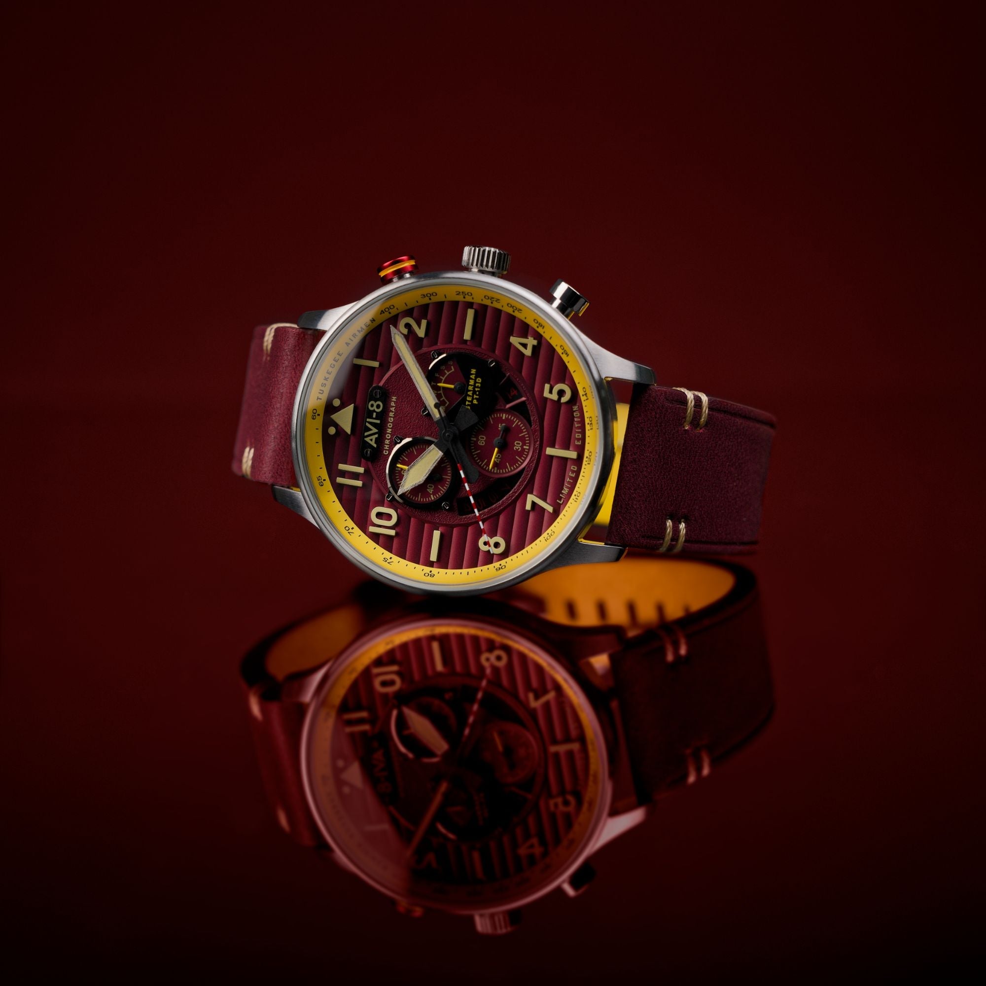 AVI-8 AVI-8 Flyboy Spirit Of Tuskegee Chronograph Limited Edition Brown Men's Watch AV-4109-02