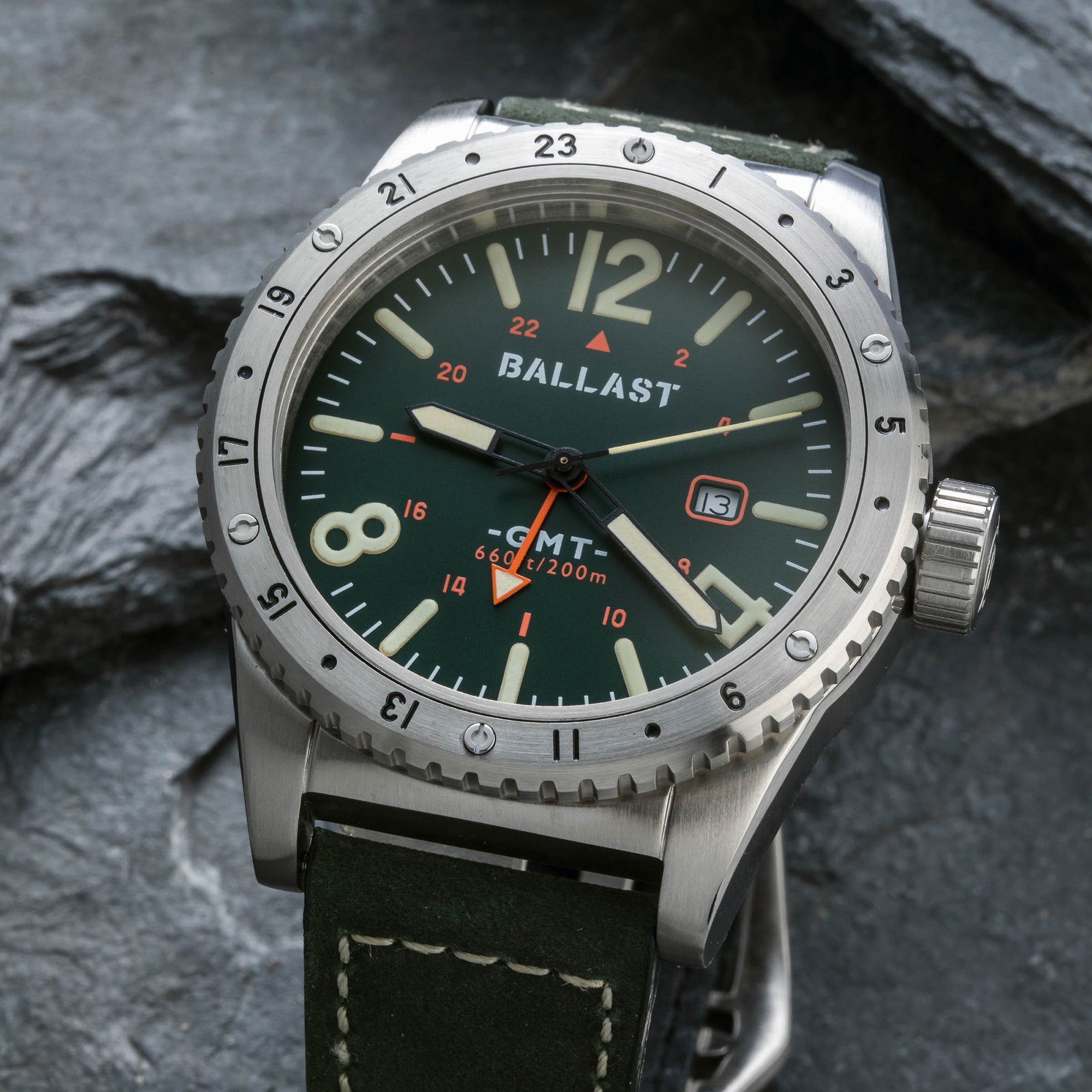 BALLAST Ballast Amphion GMT Men's Swiss Parts Quartz Green Watch - BL-3149-01