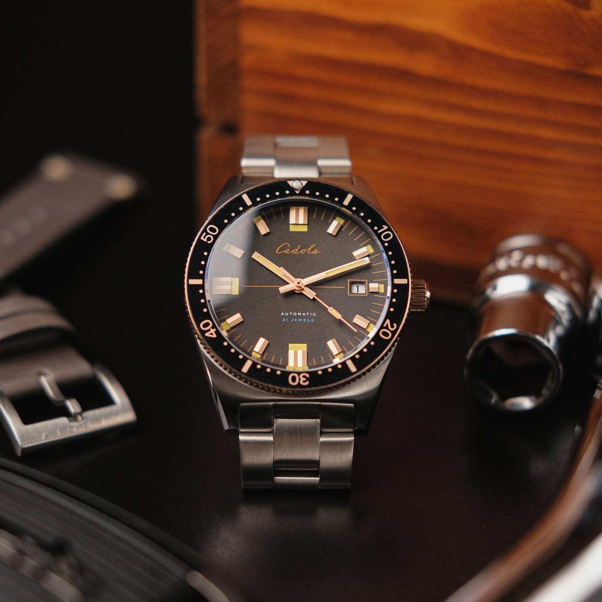 CADOLA Cadola Noumea Men's Japanese Automatic Rose Brown Watch CD-1005-55