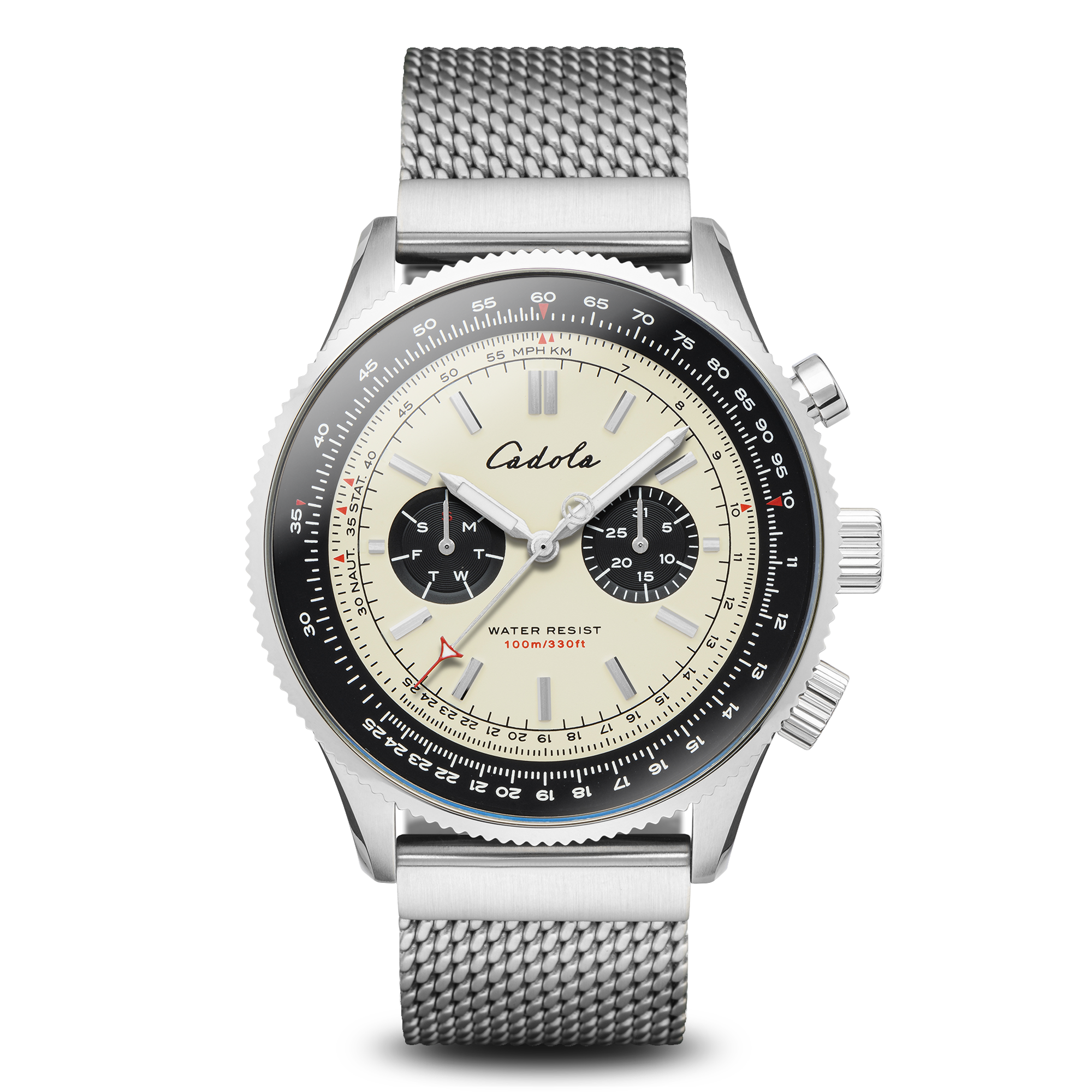 CADOLA Cadola Aviateur Men's Swiss Parts Quartz Cream Steel Watch CD-1007-44