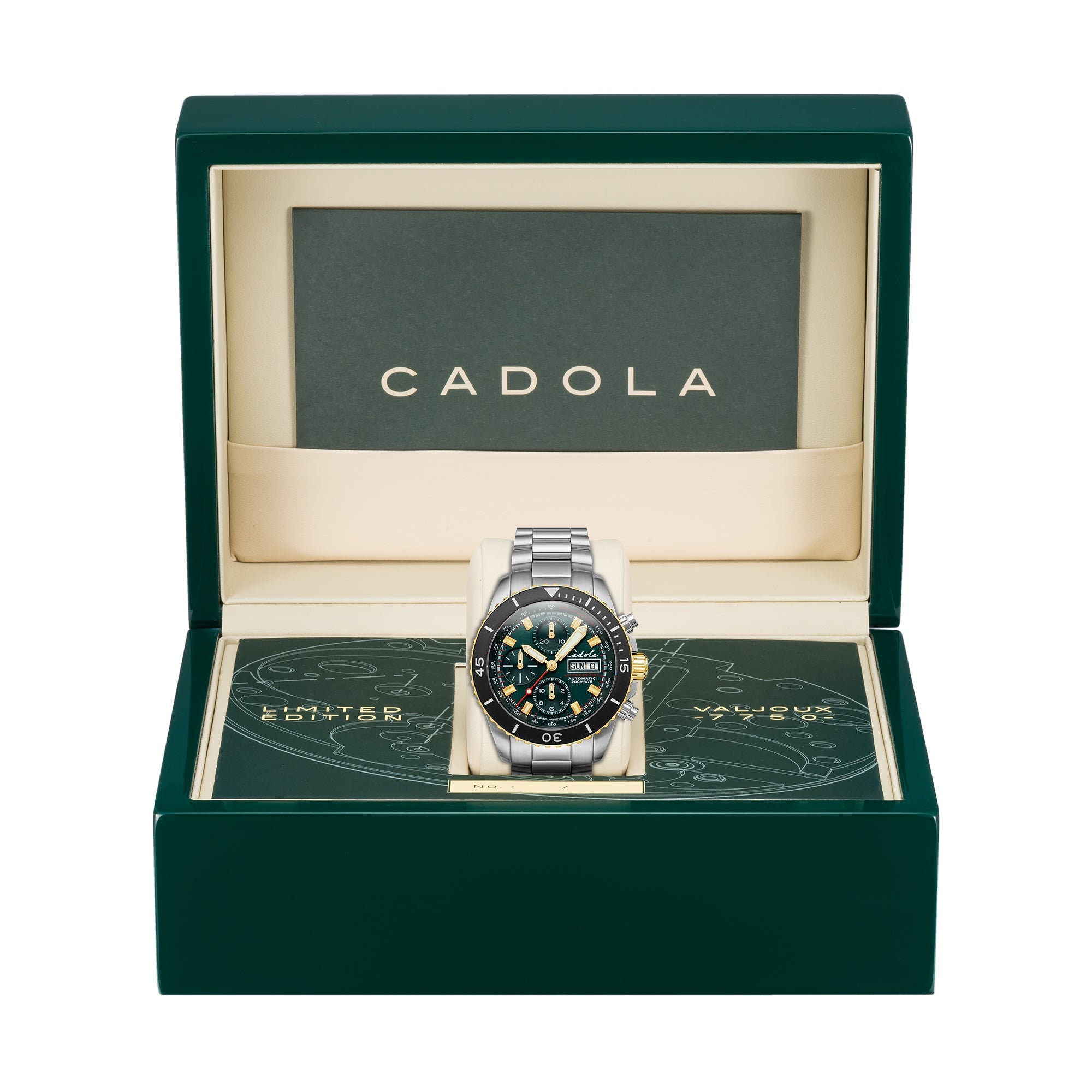 CADOLA Cadola Aegir Swiss Automatic Chronograph Men's Emerald Watch CD-1019-33
