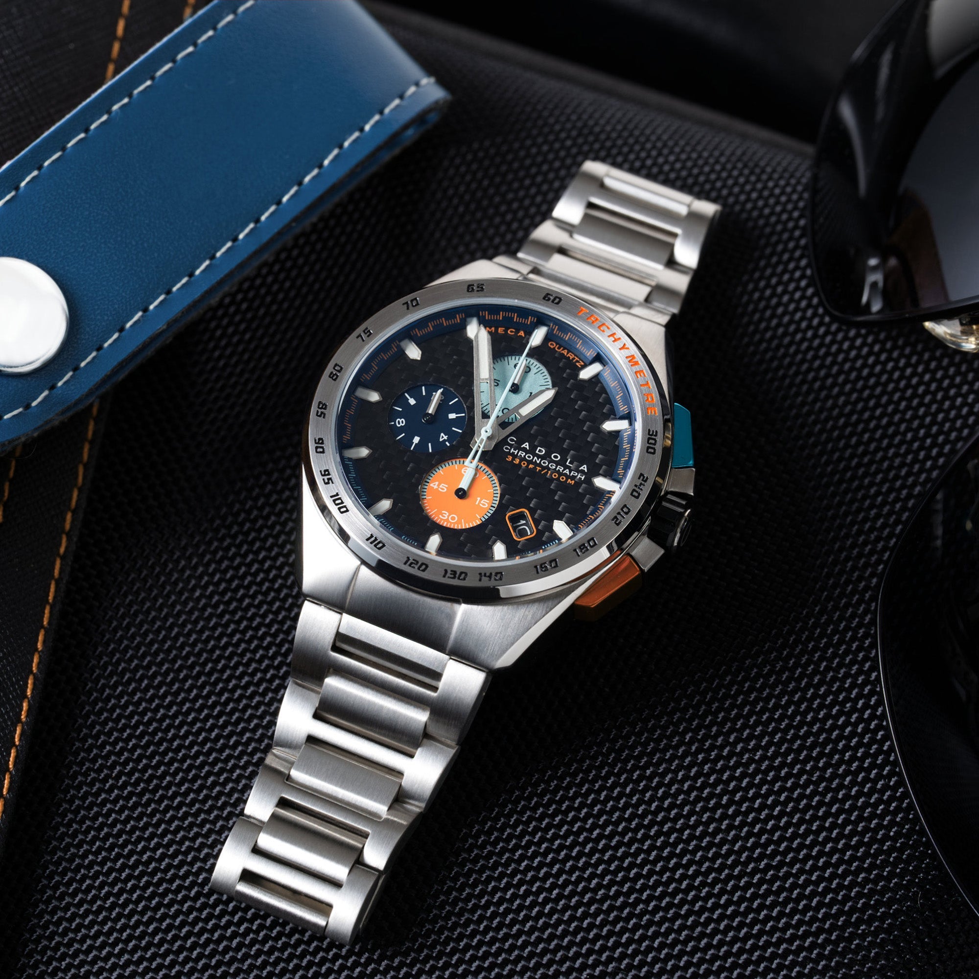 CADOLA Cadola Peterson Japanese Quartz Chronograph Orange Blue Men's Watch CD-1029-66