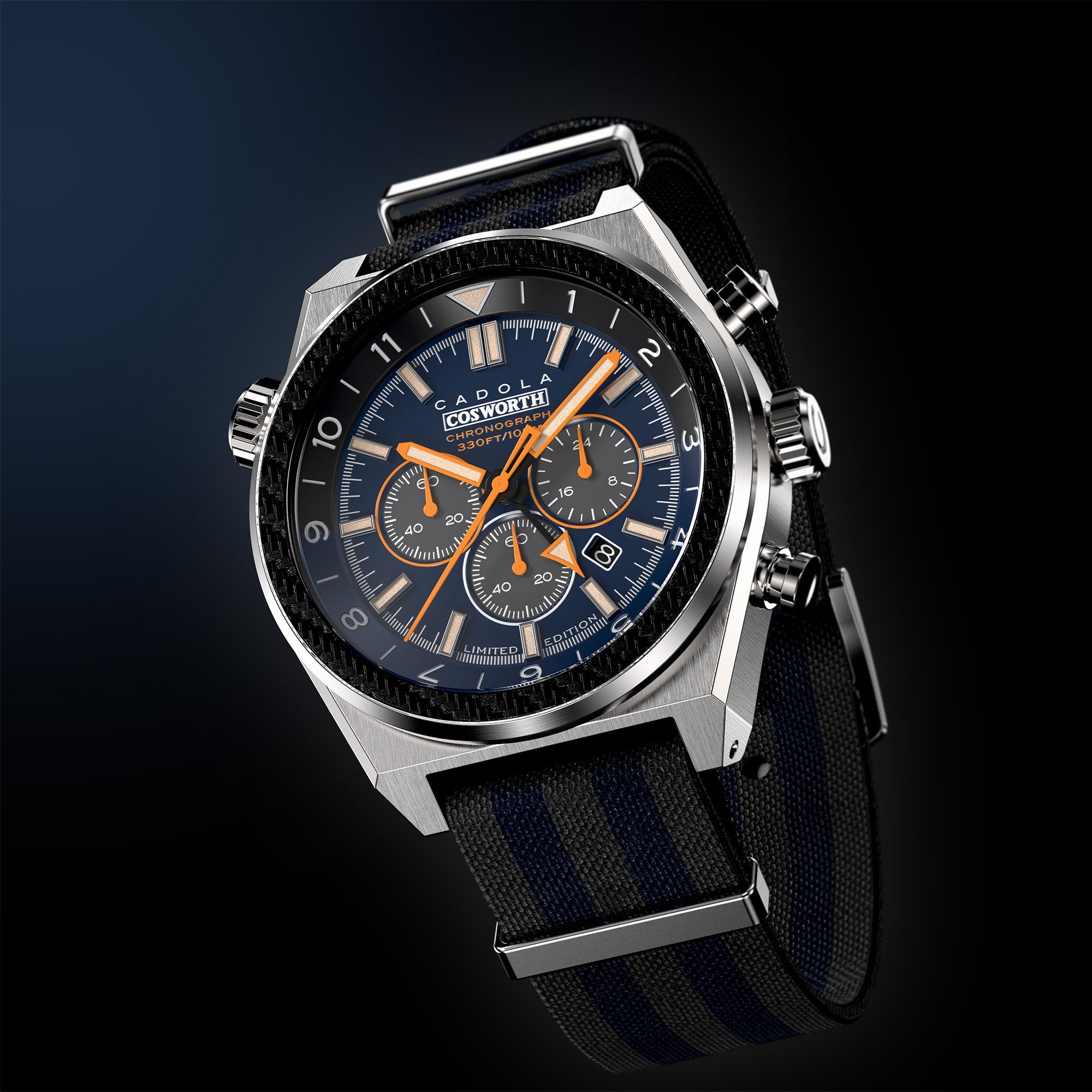 CADOLA Cadola Men's Ivy Blue Cosworth Costin Dual Time Chronograph Limited Edition Watch CD-1042-11