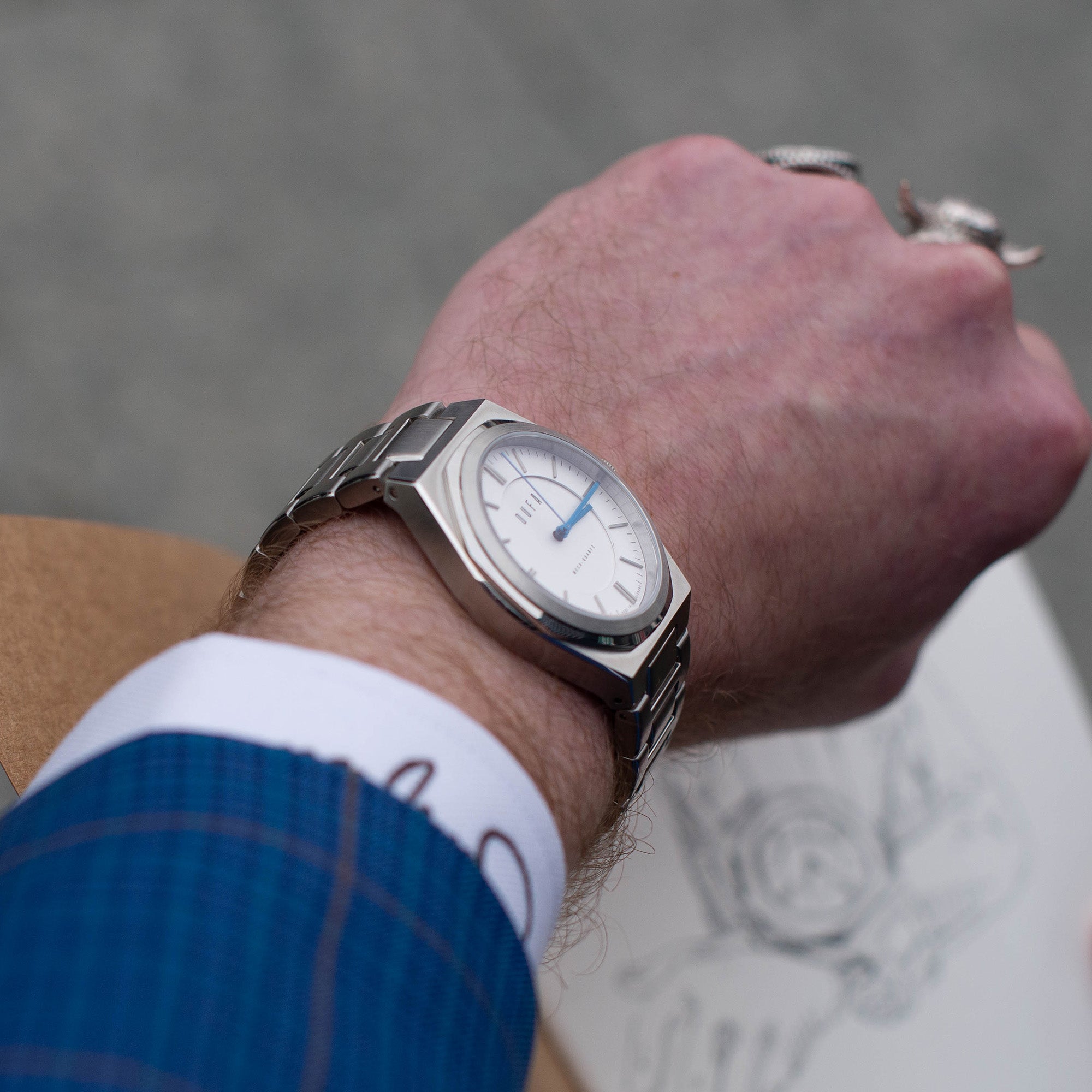 DUFA Dufa Wachsmann Hybrid Meca-Quartz Contemporary White Men's Watch DF-9037-11