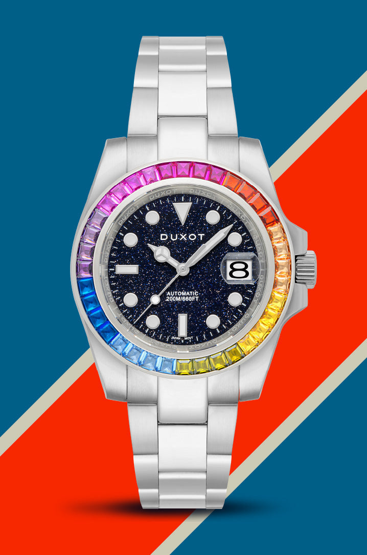 DUXOT Duxot Atlantica Japanese Automatic Rainbow Silver Watch DX-2047-EE