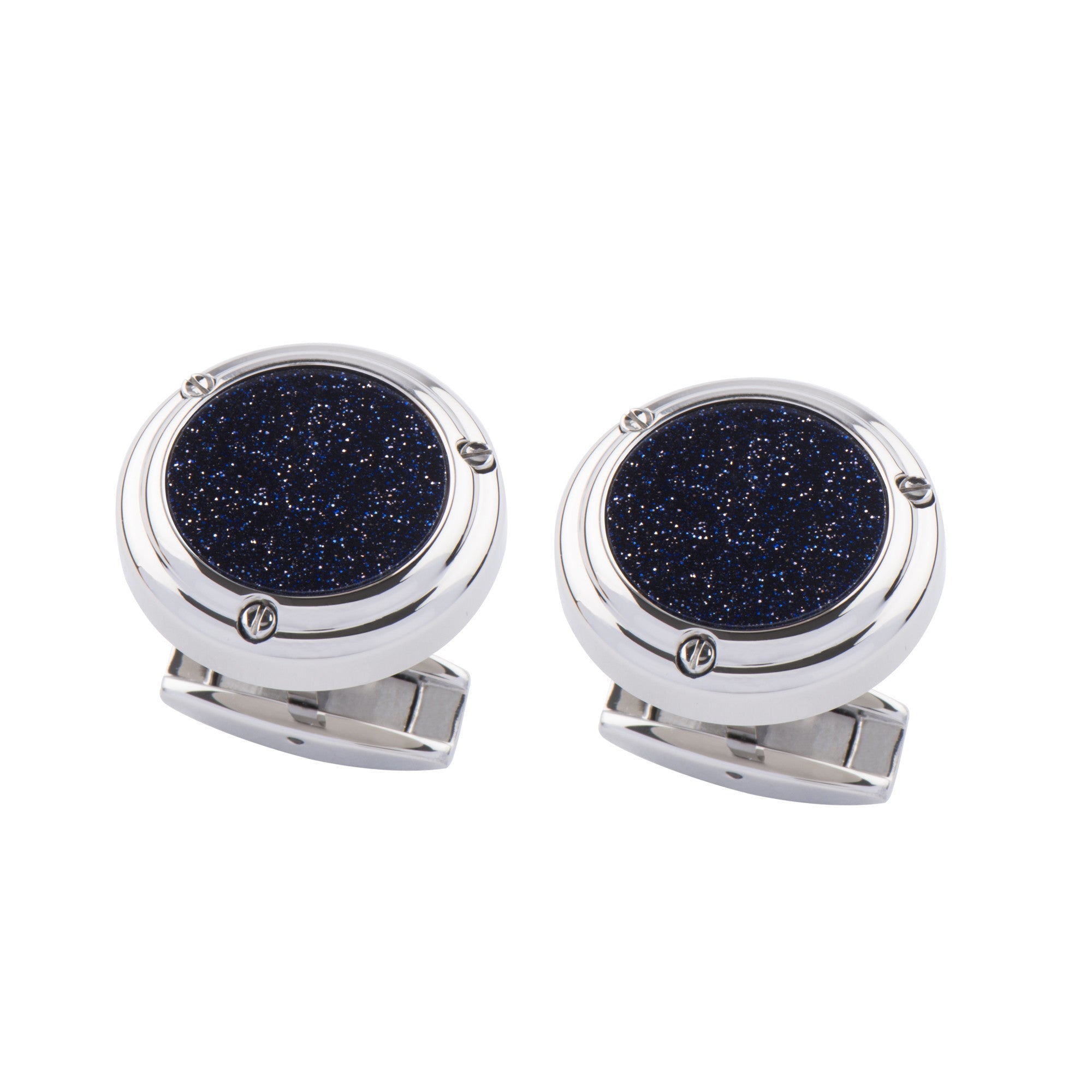 Thomas Earnshaw Thomas Earnshaw Precious Stone Cufflinks Silver Blue Sandstone Accessory ES-004-C1