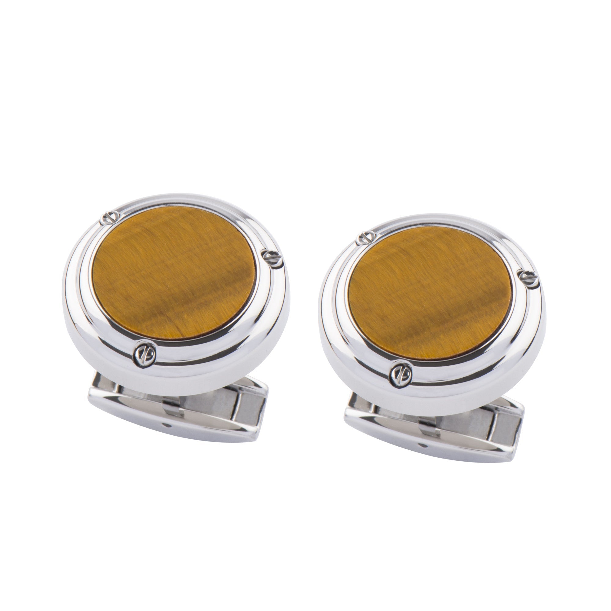 Thomas Earnshaw Thomas Earnshaw Precious Stone Cufflinks Silver Tiger Eye Accessory ES-004-C2