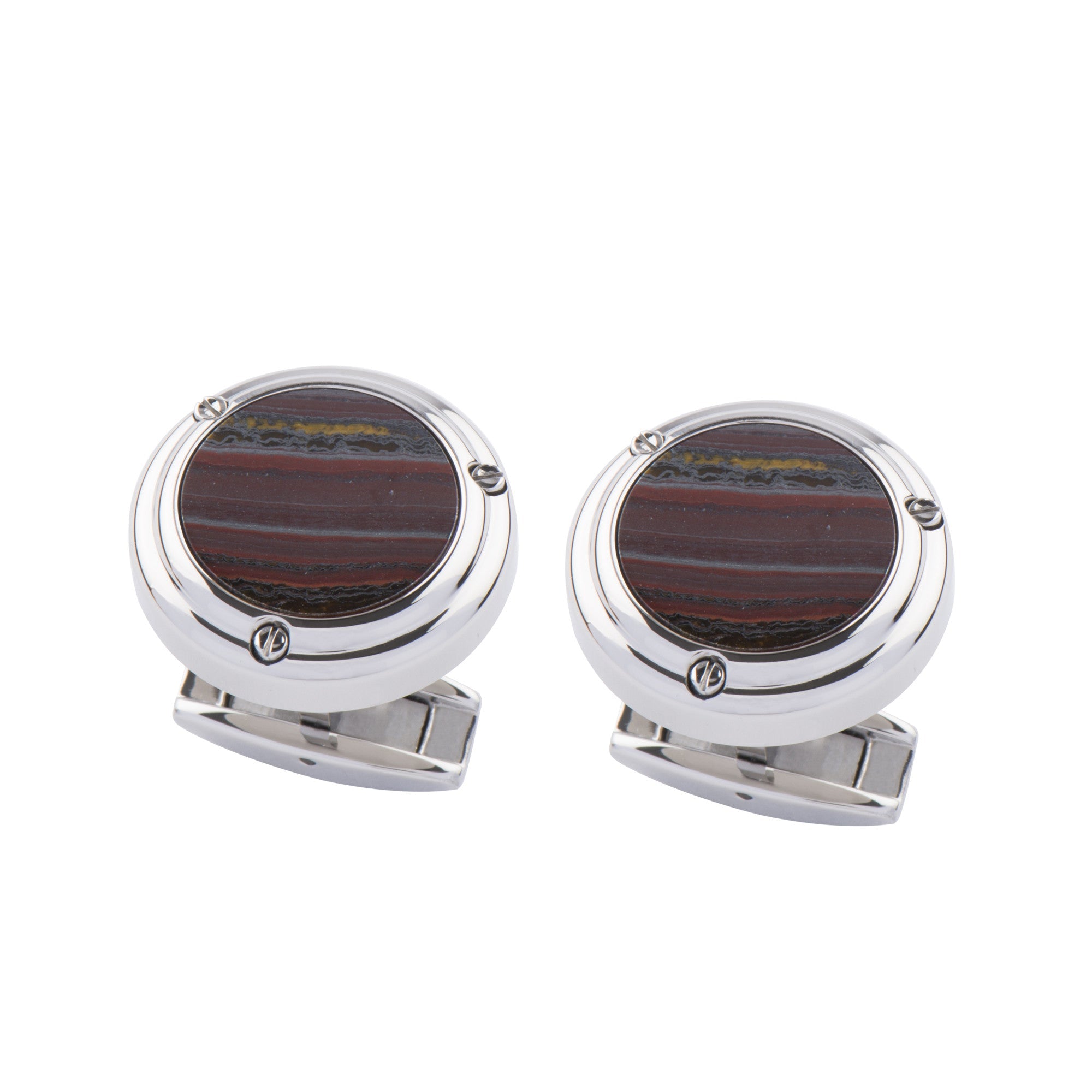 Thomas Earnshaw Thomas Earnshaw Precious Stone Cufflinks Silver Tiger Iron Accessory ES-004-C3