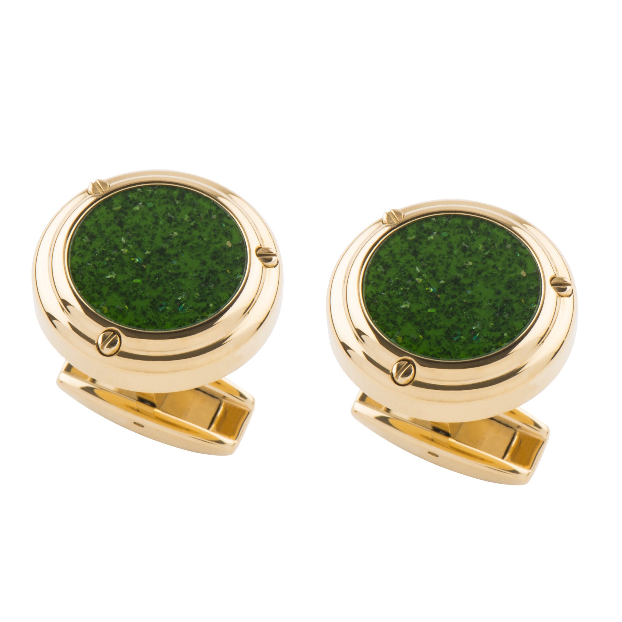 Thomas Earnshaw Thomas Earnshaw Precious Stone Cufflinks Gold Green Sandstone Accessory ES-004-C4