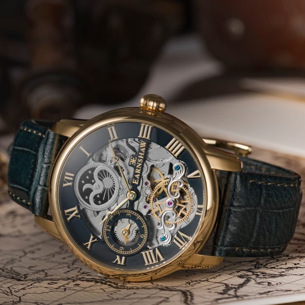 THOMAS EARNSHAW Thomas Earnshaw Longitude Men's Automatic Skeleton Midnight Green Watch ES-8006-09