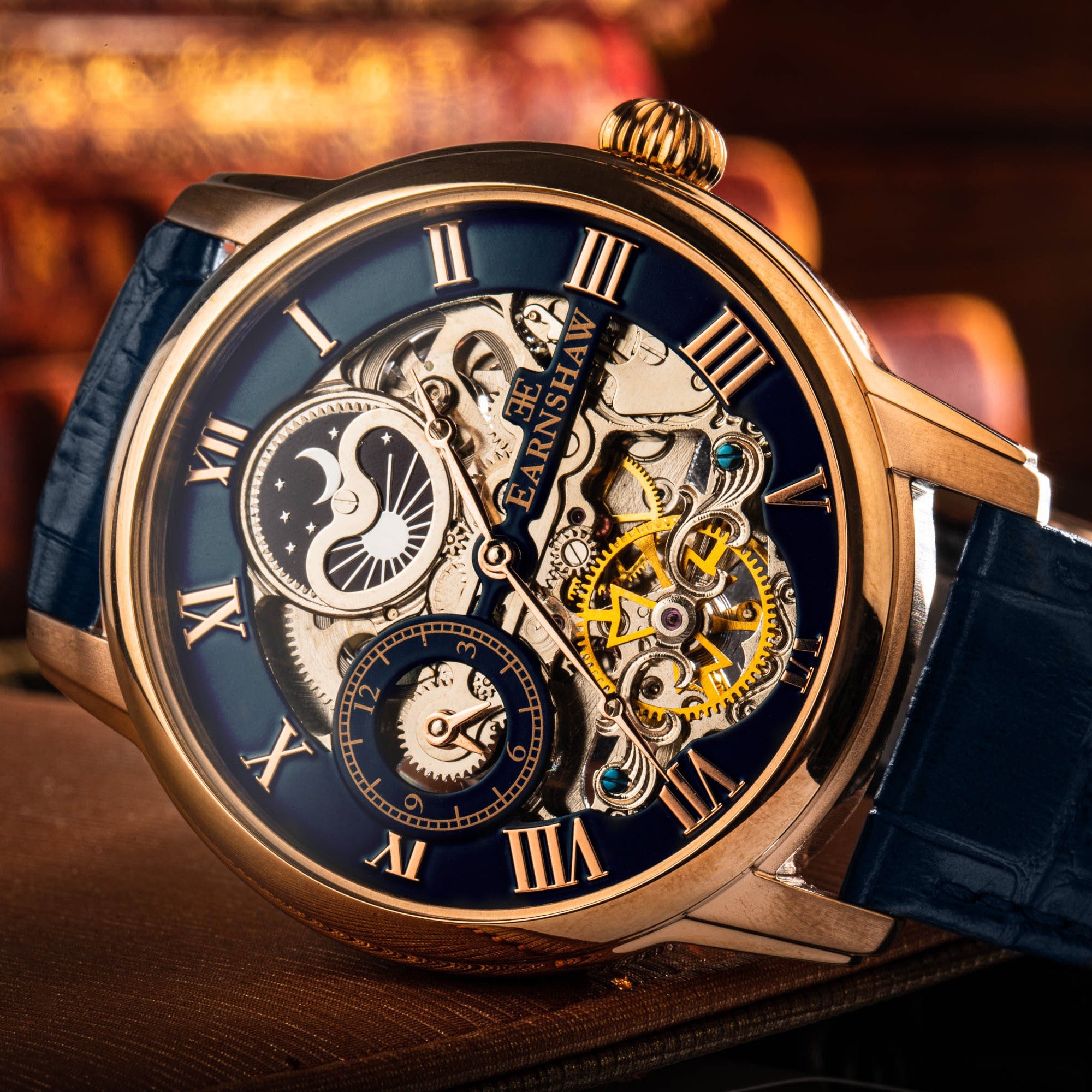 THOMAS EARNSHAW Thomas Earnshaw Longitude Men's Automatic Skeleton Blue Rose Gold Watch ES-8006-0A