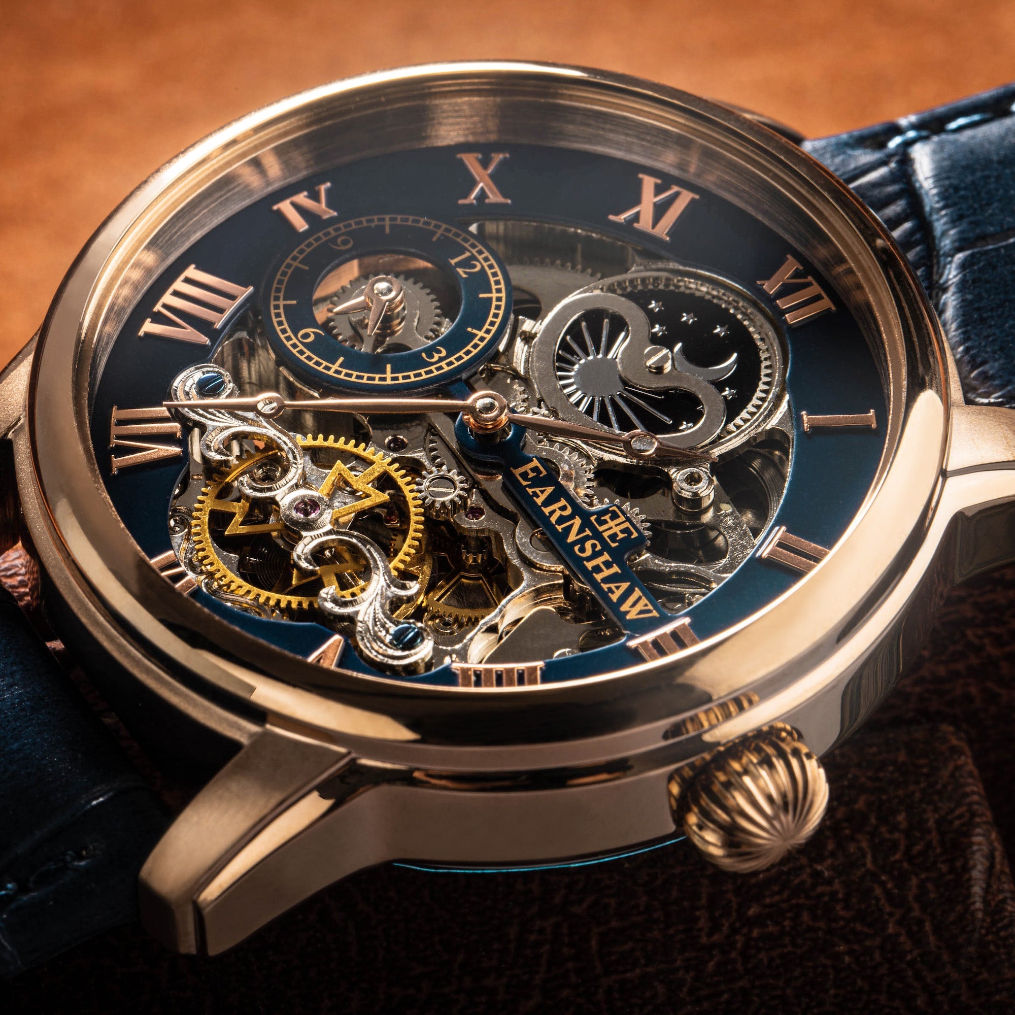 THOMAS EARNSHAW Thomas Earnshaw Longitude Men's Automatic Skeleton Blue Rose Gold Watch ES-8006-0A