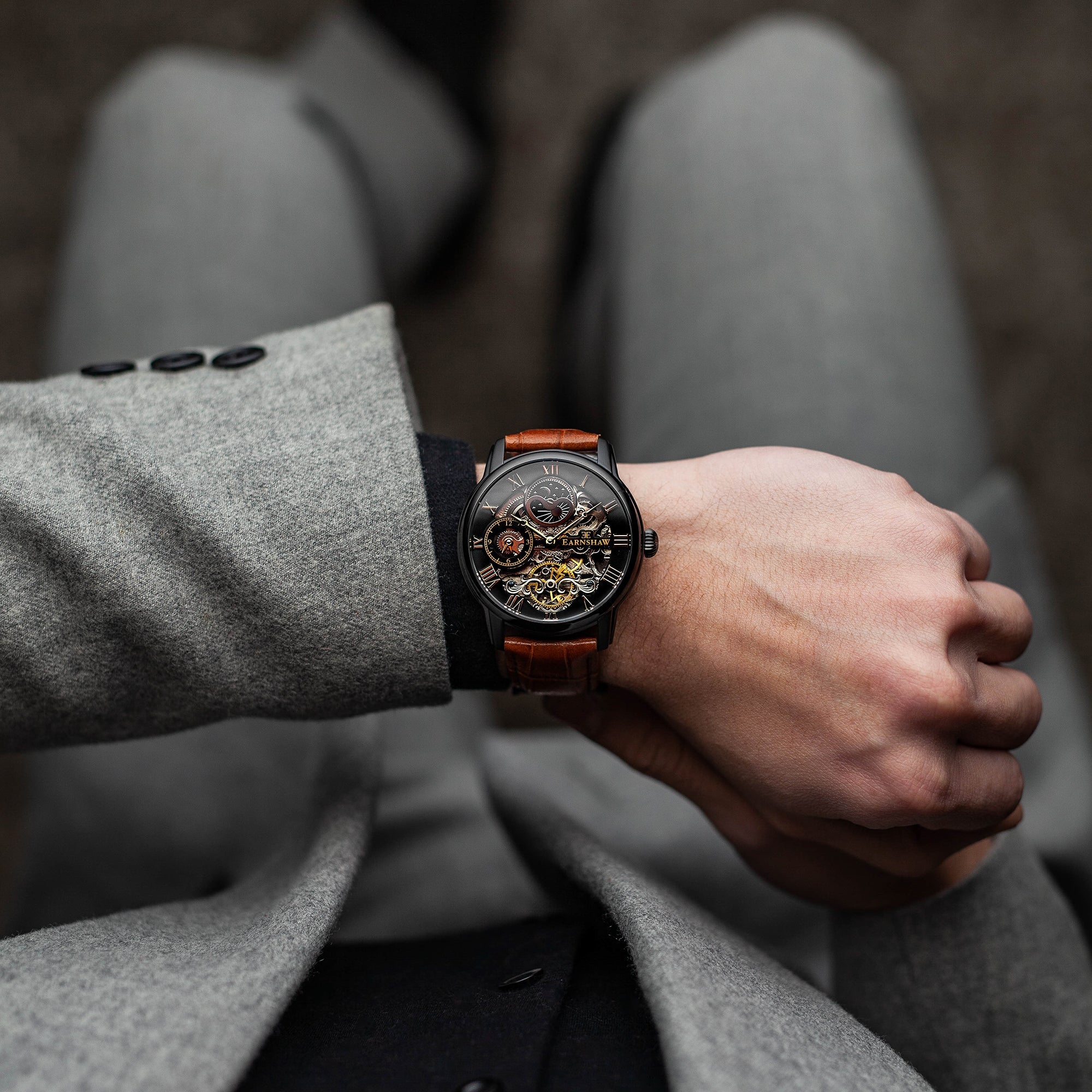 THOMAS EARNSHAW Thomas Earnshaw Longitude Men's Automatic Skeleton Anchor Black Watch ES-8006-10