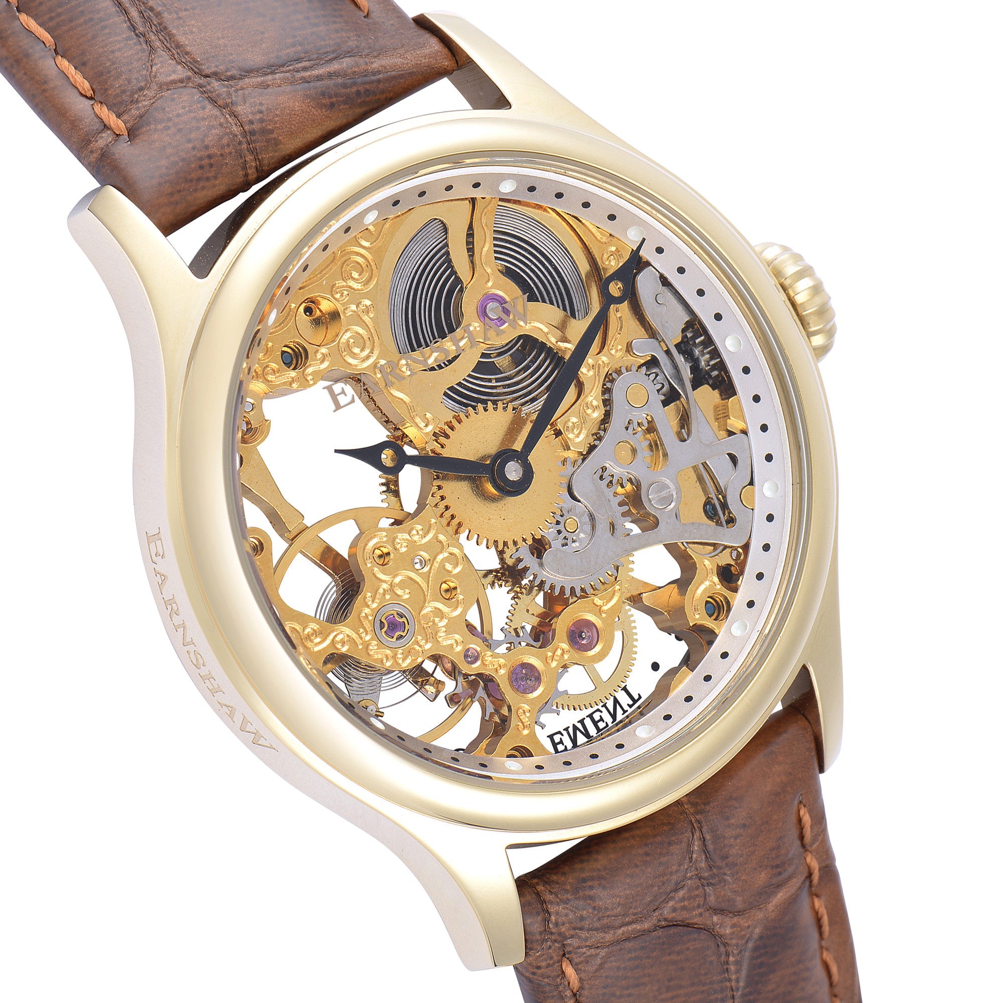 Thomas Earnshaw Thomas Earnshaw Bauer Men's Mechanical Skeleton Structured Gold Watch ES-8049-02