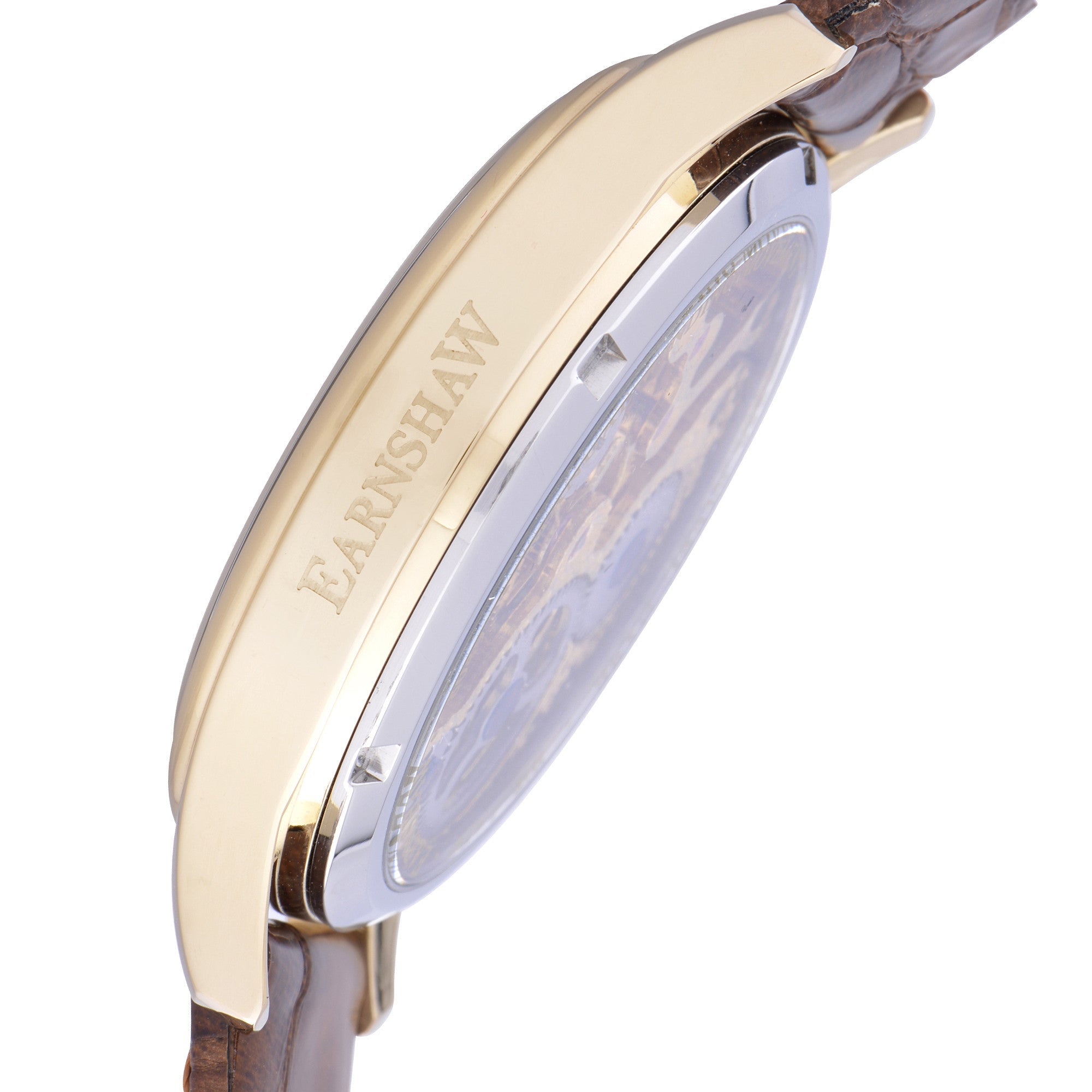 THOMAS EARNSHAW Thomas Earnshaw Bauer Men's Mechanical Skeleton Structured Gold Watch ES-8049-02