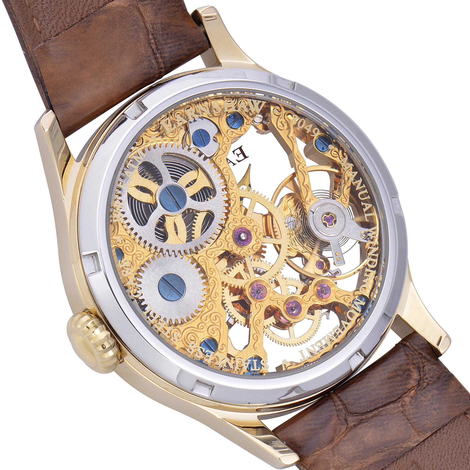 THOMAS EARNSHAW Thomas Earnshaw Bauer Men's Mechanical Skeleton Structured Gold Watch ES-8049-02