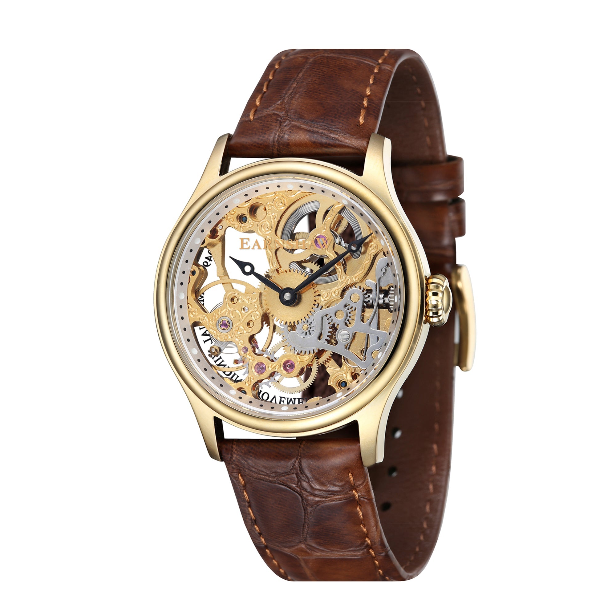 THOMAS EARNSHAW Thomas Earnshaw Bauer Men's Mechanical Skeleton Structured Gold Watch ES-8049-02