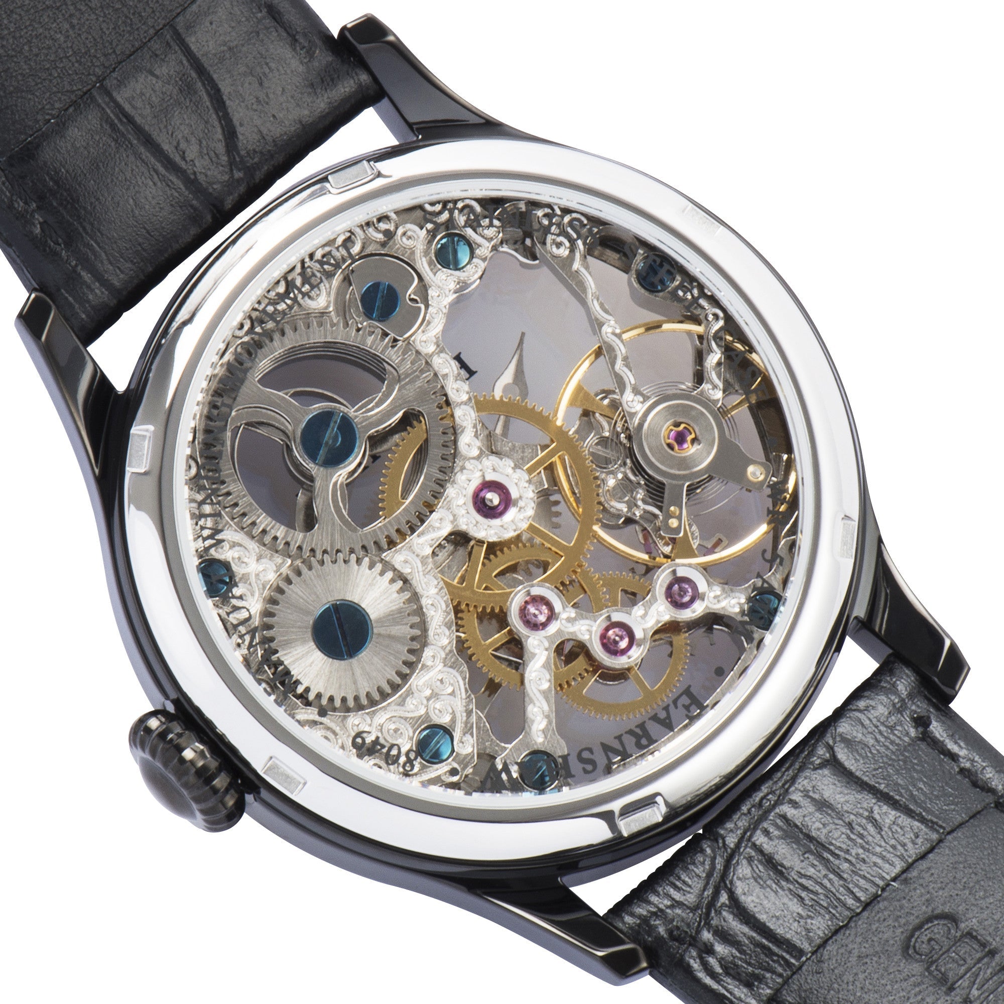 THOMAS EARNSHAW Thomas Earnshaw Bauer Men's Mechanical Skeleton Coal Black Watch ES-8049-04