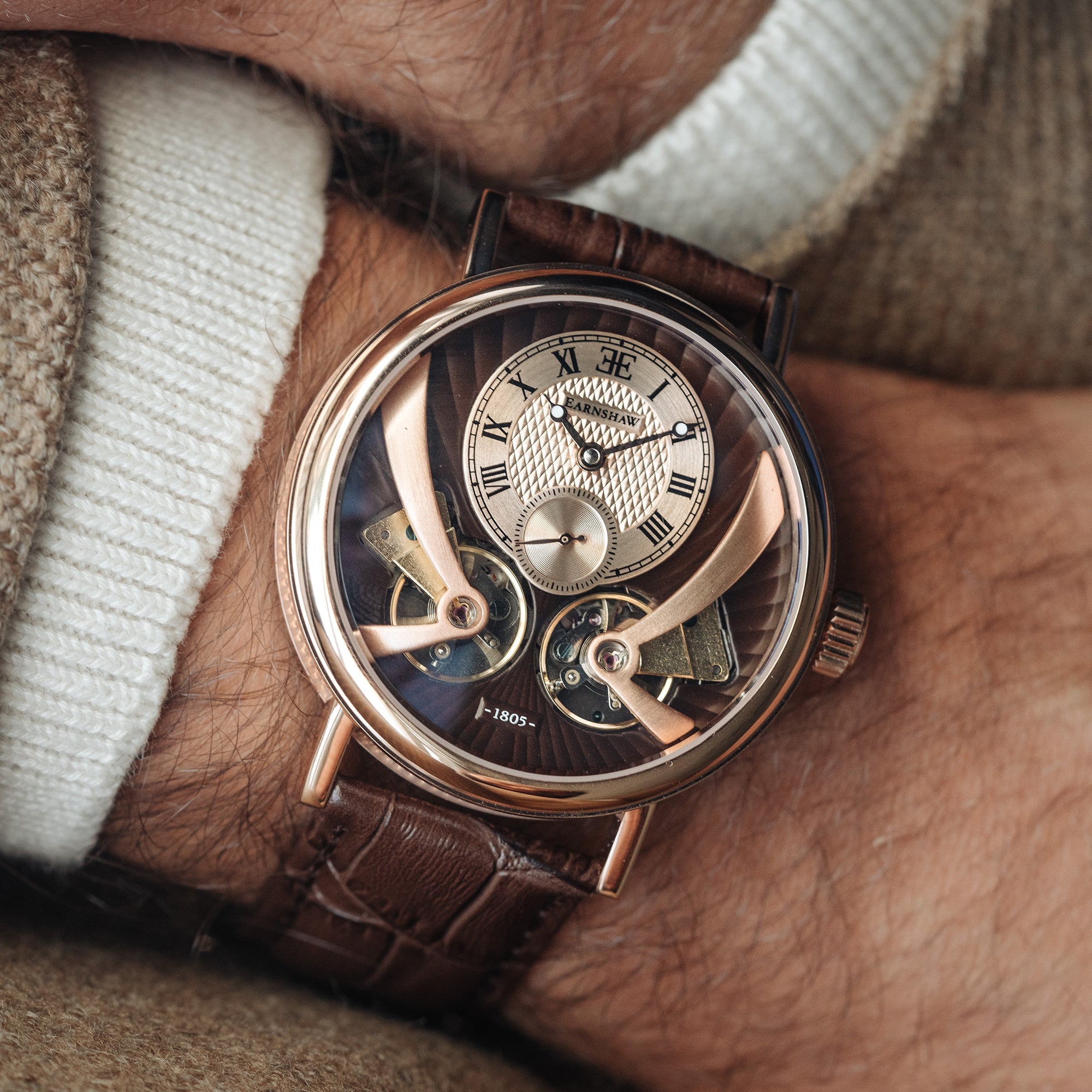 Thomas Earnshaw Thomas Earnshaw Beaufort Anatolia Men's Mechanical Automatic Mahogany Brown Watch ES-8059-03
