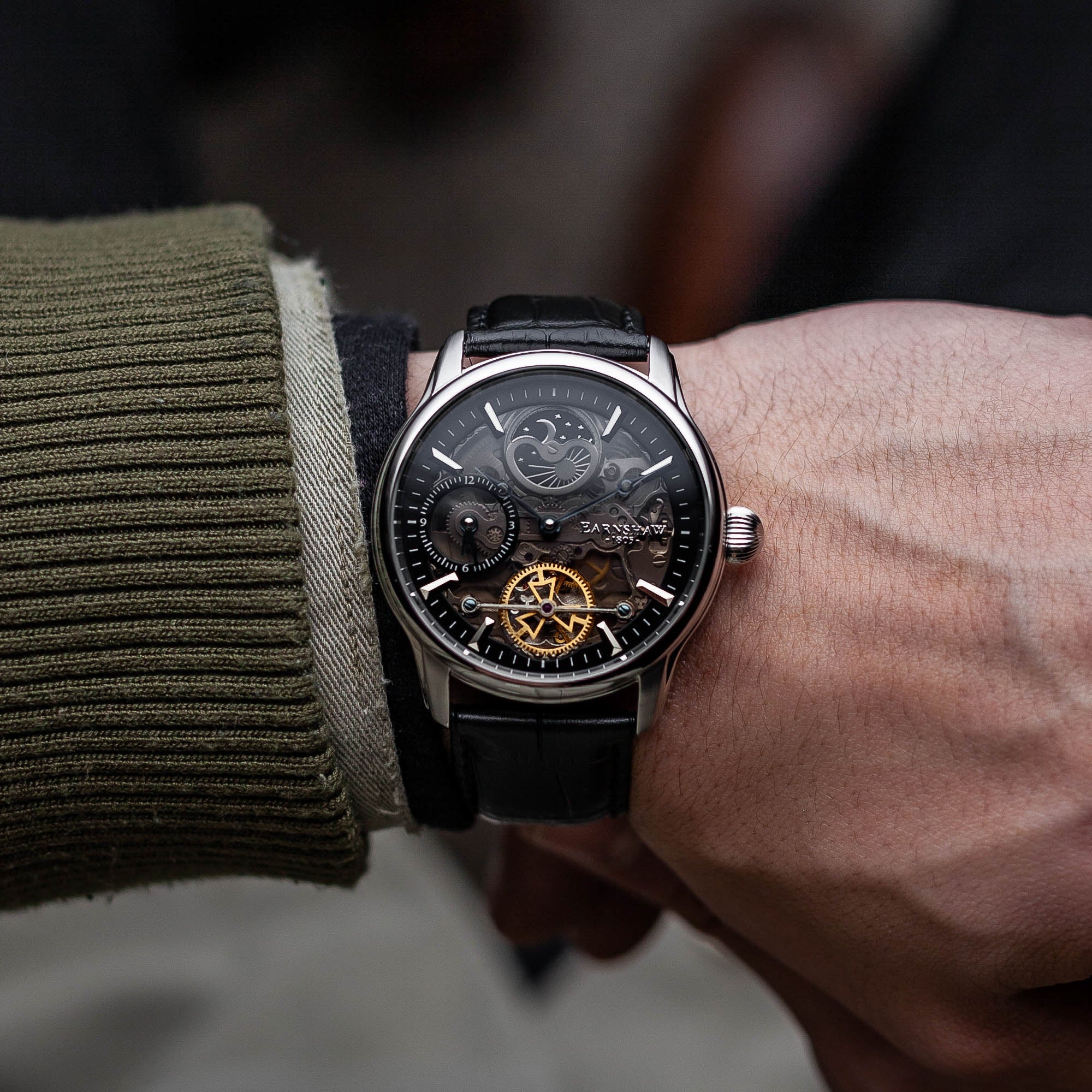 THOMAS EARNSHAW Thomas Earnshaw Longitude Men's Stealth Automatic Skeleton Clear Black Watch ES-8063-04