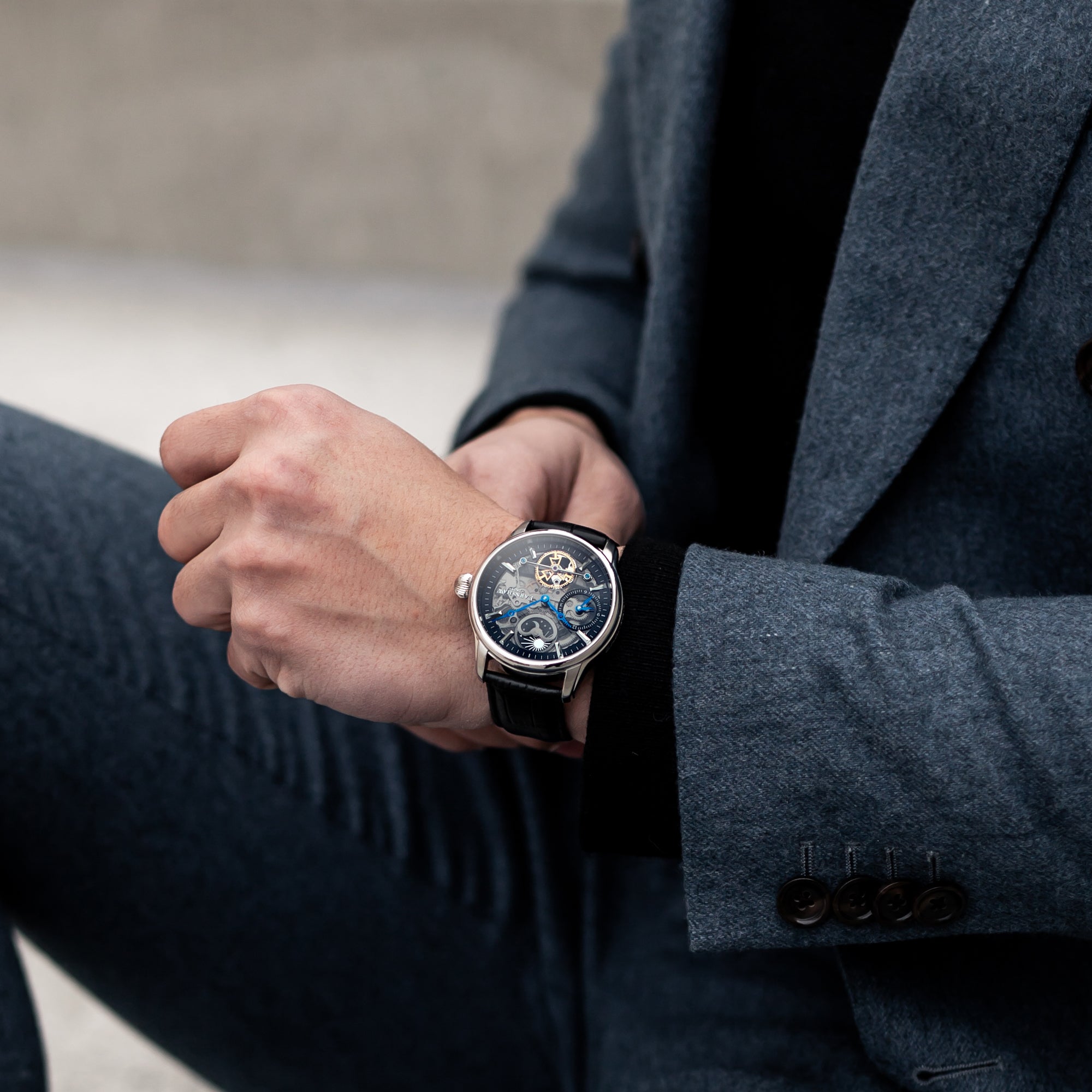 THOMAS EARNSHAW Thomas Earnshaw Longitude Men's Stealth Automatic Skeleton Clear Black Watch ES-8063-04