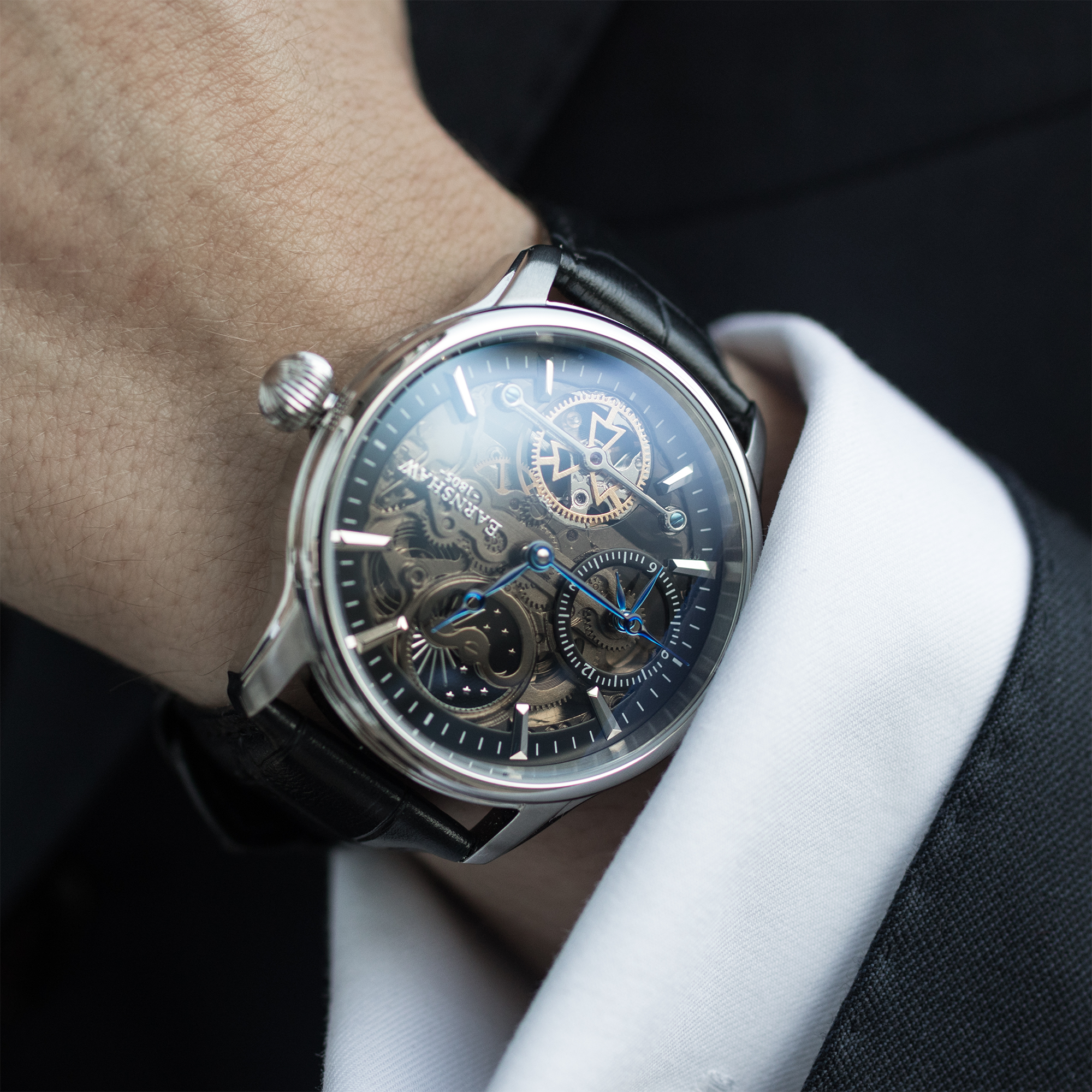 THOMAS EARNSHAW Thomas Earnshaw Longitude Men's Stealth Automatic Skeleton Clear Black Watch ES-8063-04