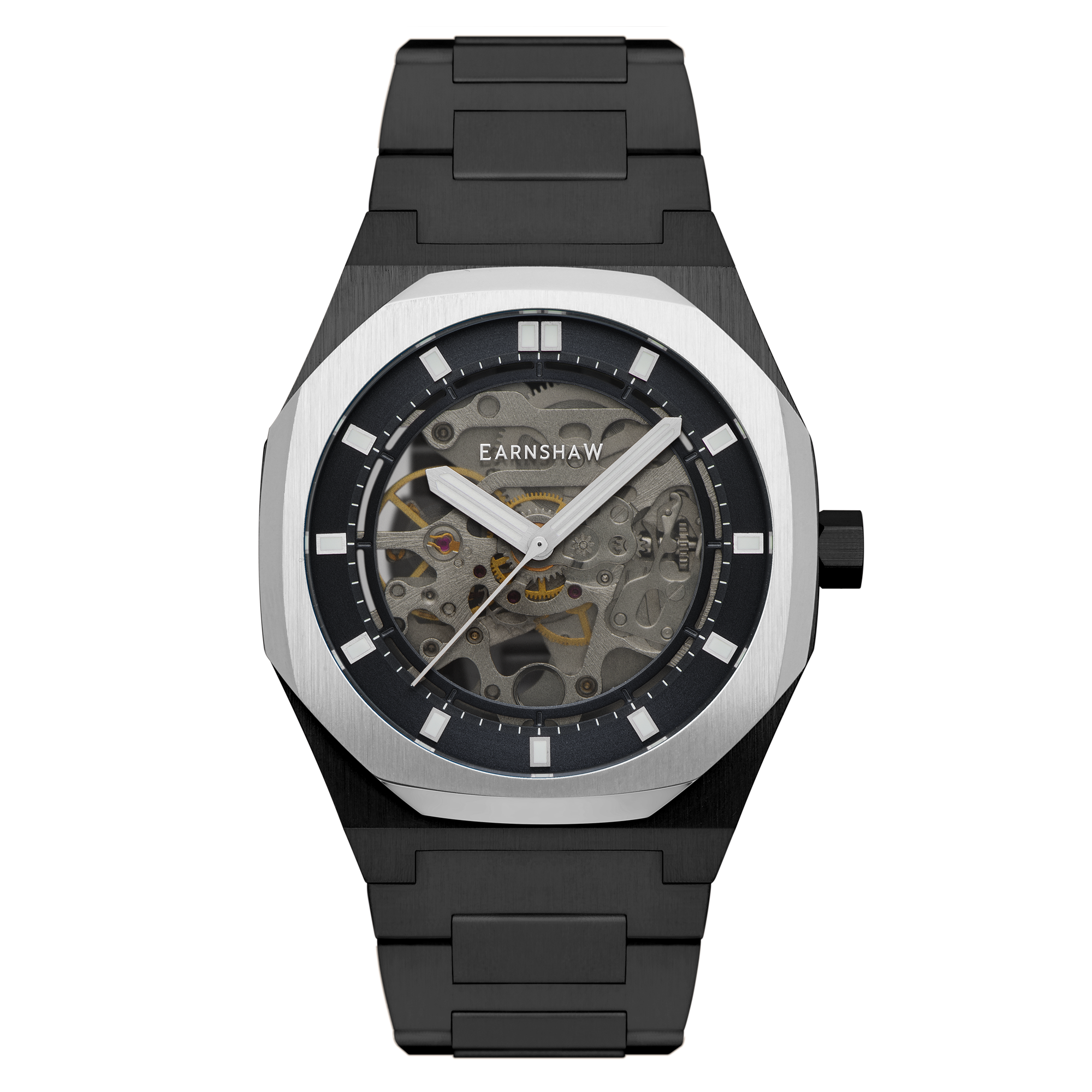 THOMAS EARNSHAW Thomas Earnshaw Drake Skeleton Automatic Black Silver Men's Watch ES-8142-66