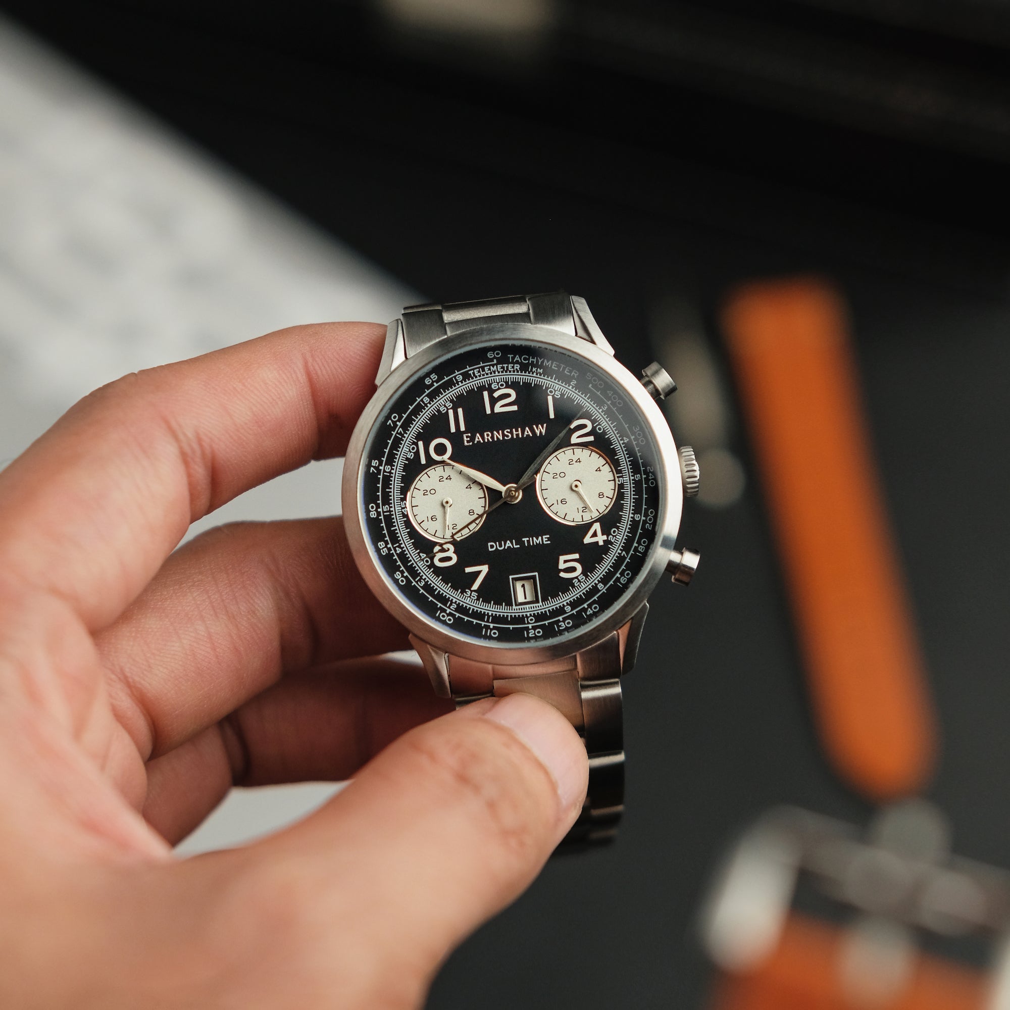 Thomas Earnshaw Thomas Earnshaw Men's Ampere Dark Grey Japanese Quartz Dual Time Watch - ES-8186-11