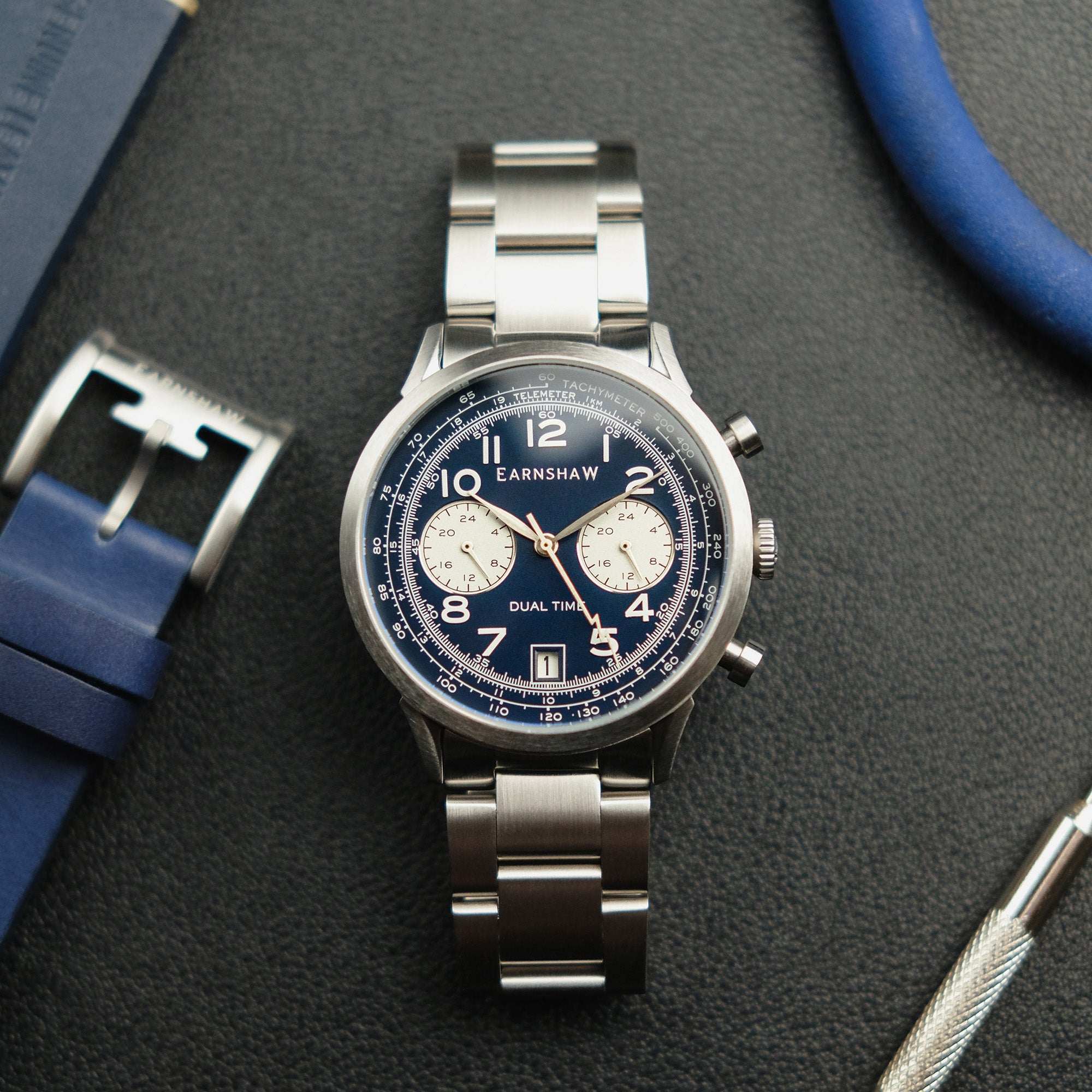 Thomas Earnshaw Thomas Earnshaw Men's Ampere Dover Blue Japanese Quartz Dual Time Watch - ES-8186-22