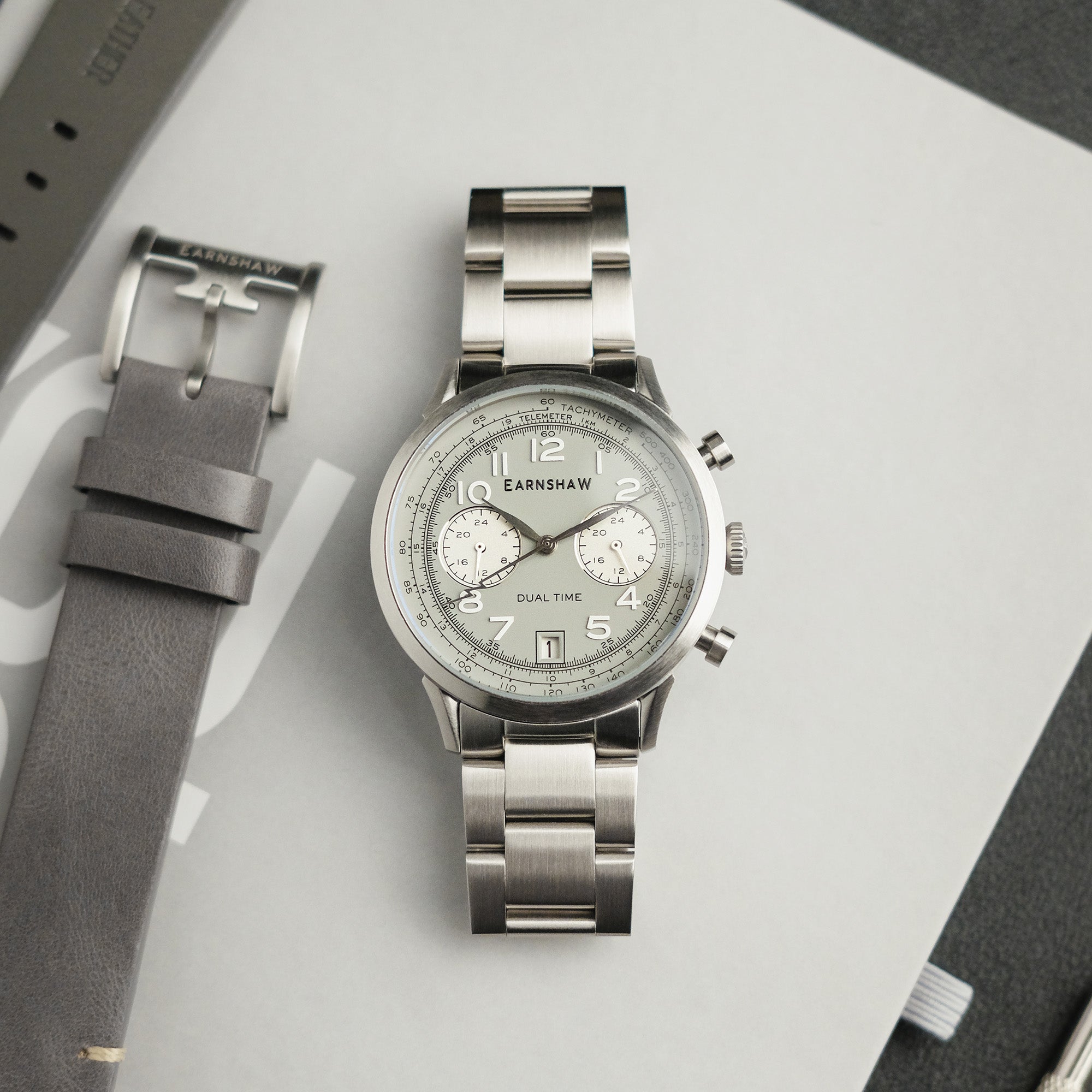 Thomas Earnshaw Thomas Earnshaw Men's Ampere Light Grey Japanese Quartz Dual Time Watch - ES-8186-33