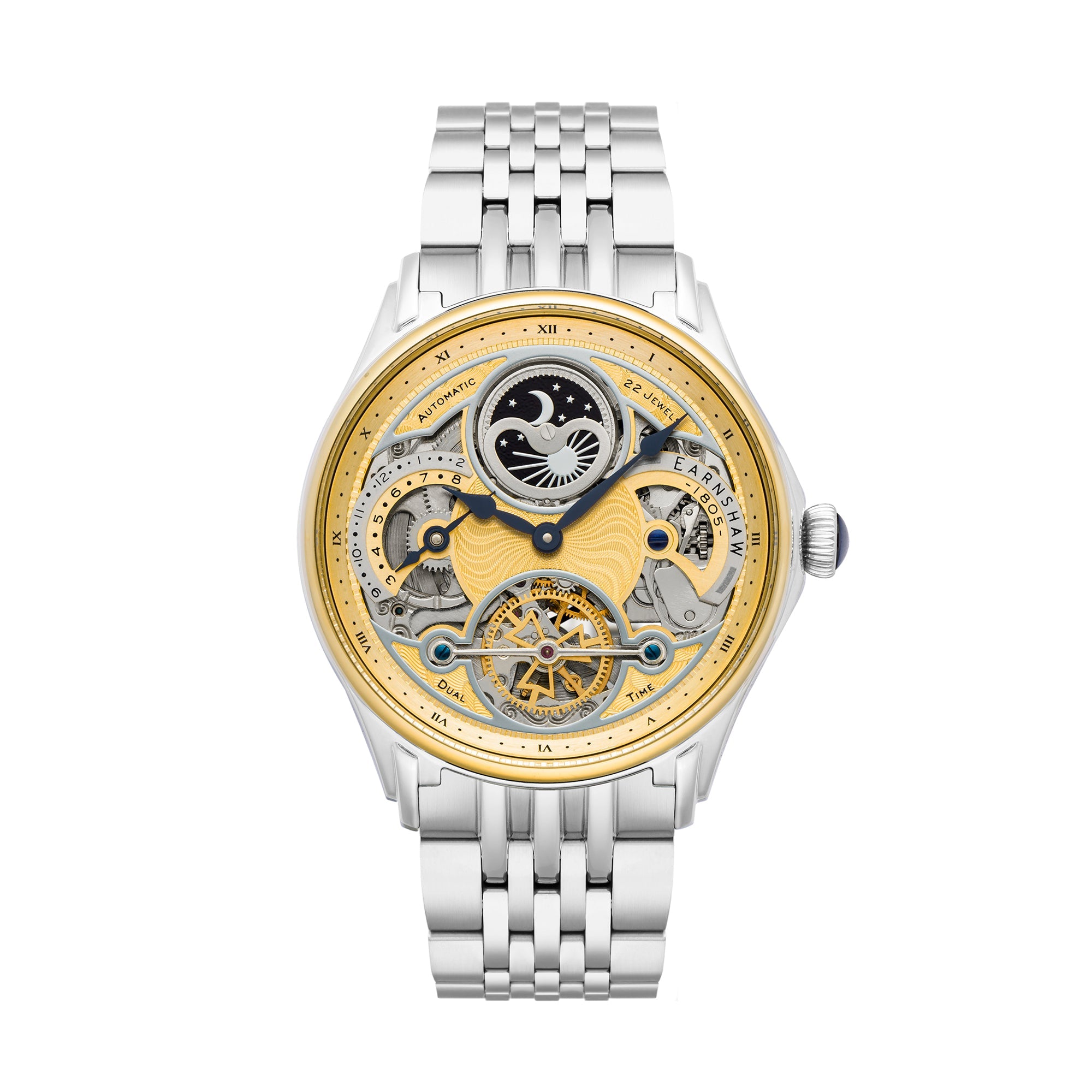 Thomas Earnshaw Thomas Earnshaw Nasmyth Sun Moon Dual Time Men's Automatic Yellow Gold Watch ES-8259-44