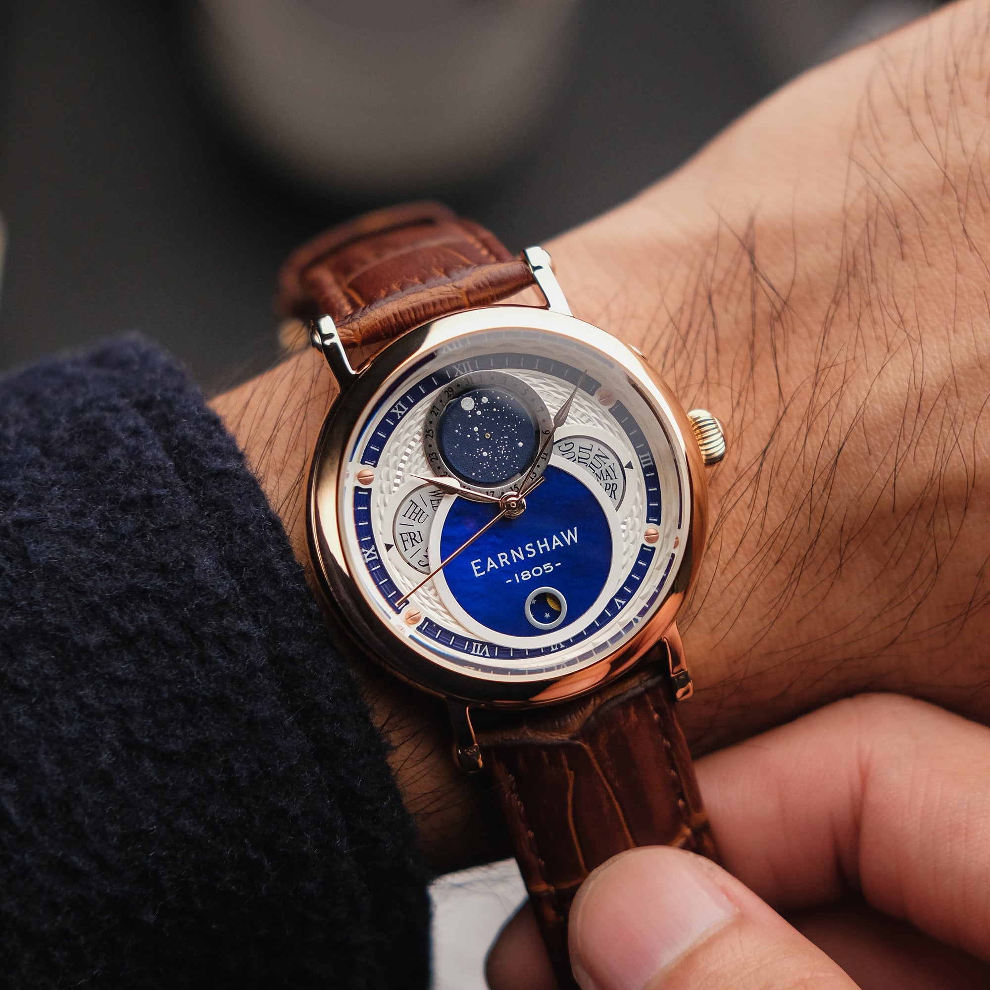 THOMAS EARNSHAW Thomas Earnshaw Messier Moonphase Calendar Men's Japanese Quartz Rose Gold Watch ES-8265-05