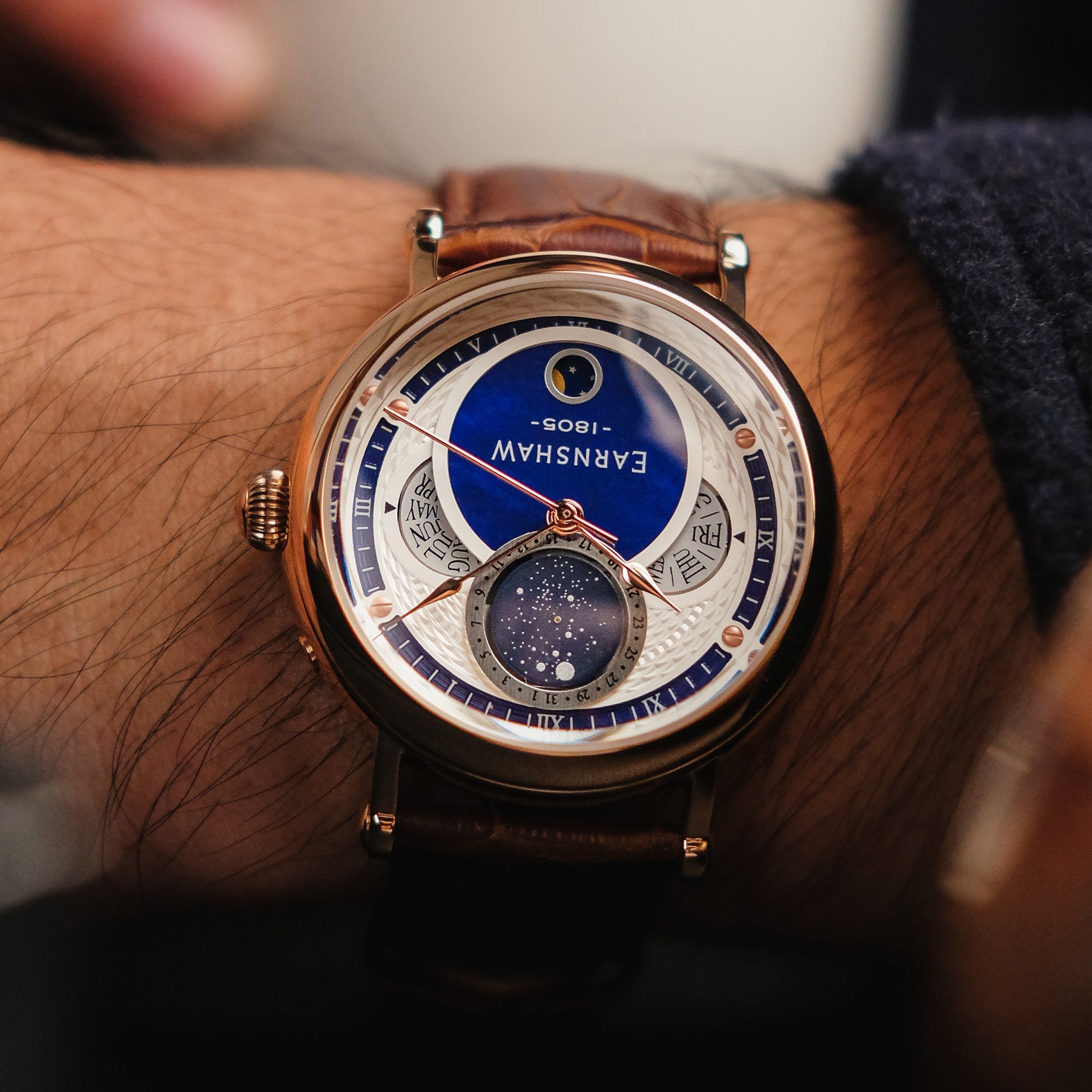 THOMAS EARNSHAW Thomas Earnshaw Messier Moonphase Calendar Men's Japanese Quartz Rose Gold Watch ES-8265-05