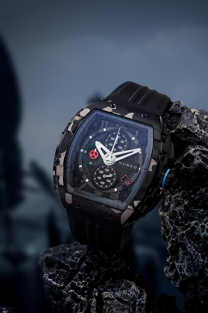 Nubeo Nubeo Magellan Japanese Quartz Chronograph Dark Camo Men's Watch NB-6024-0J