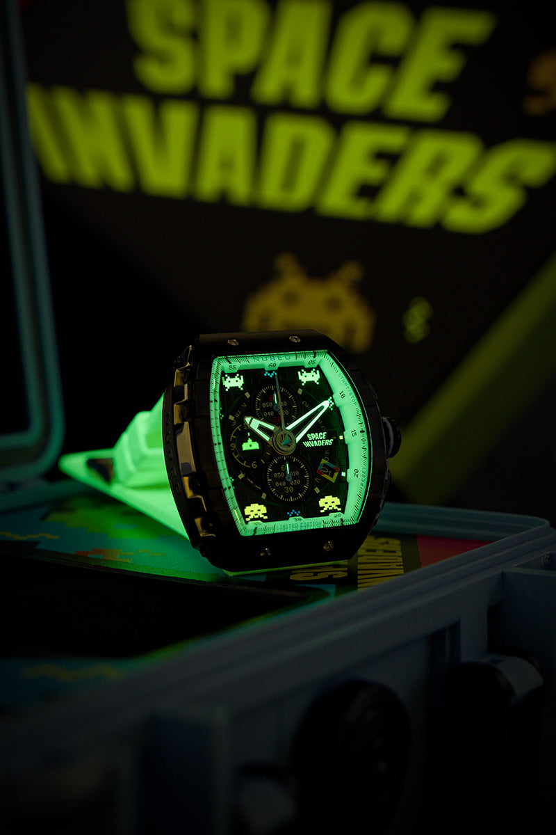 NUBEO Nubeo Magellan Chronograph Space Invaders Limited Edition Spaceship White Men's Watch NB-6024-SI-01