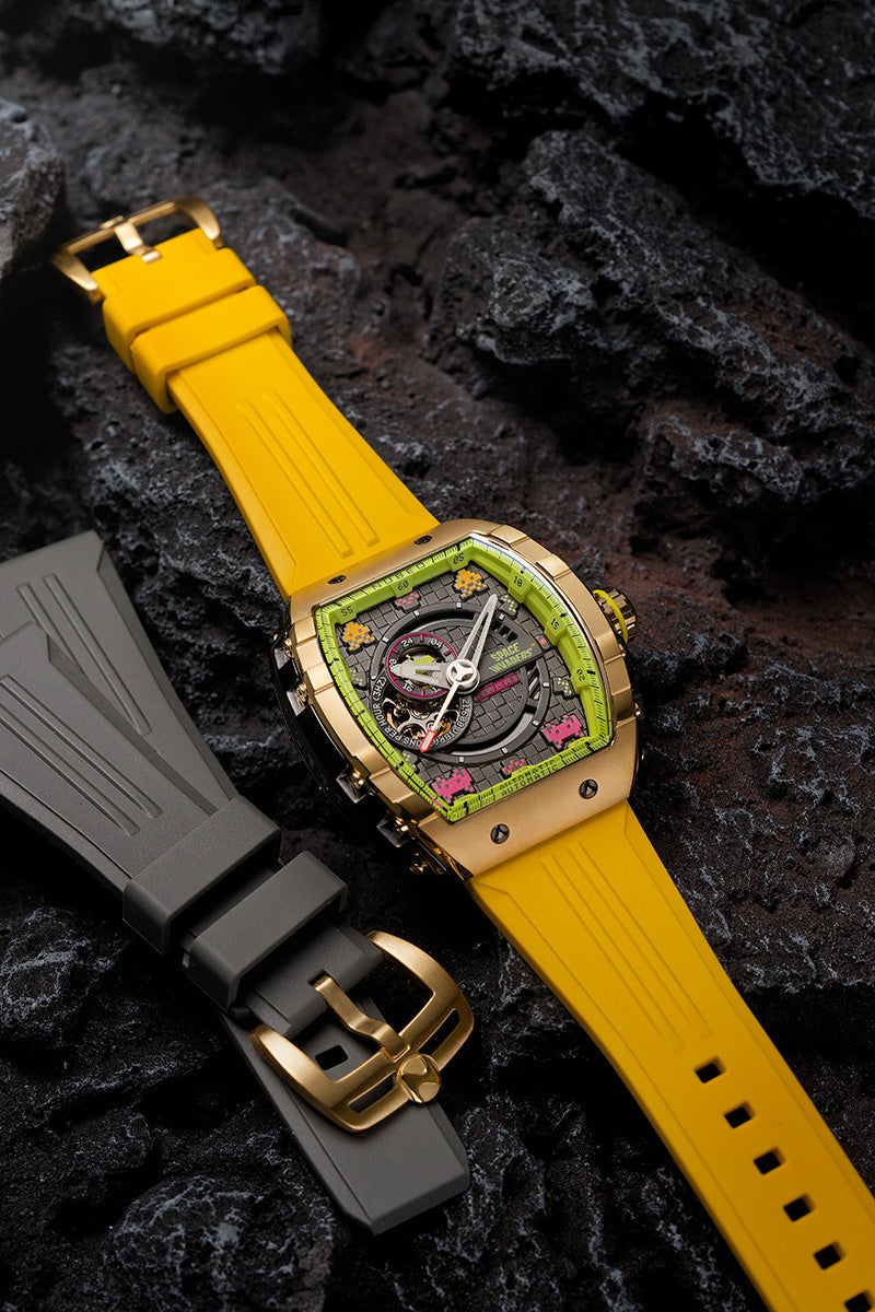 NUBEO Nubeo Magellan Automatic Space Invaders Limited Edition Solar Gold Men's Watch NB-6047-SI-03