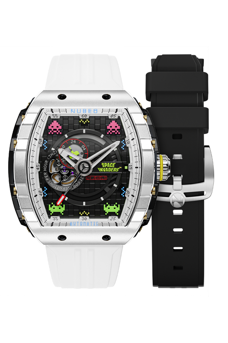 NUBEO Nubeo Magellan Automatic Space Invaders Limited Edition Stardust Silver Men's Watch NB-6047-SI-04