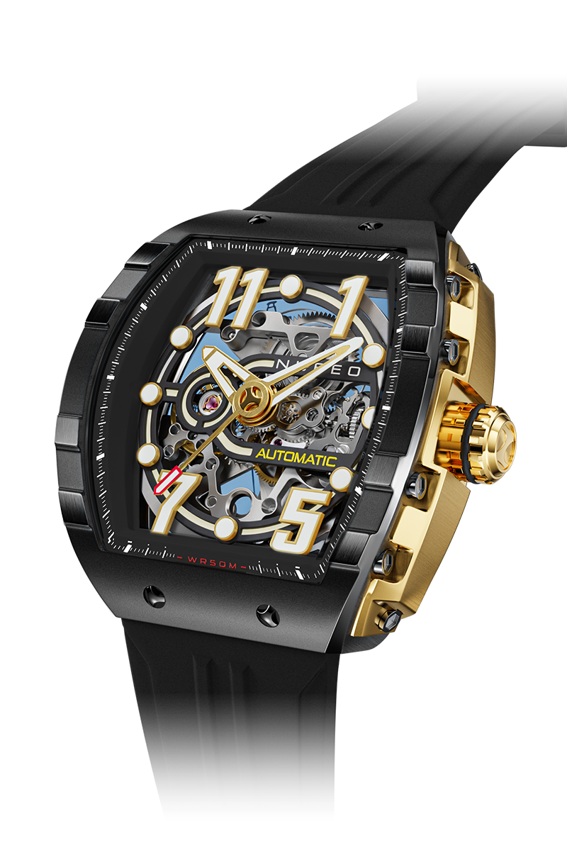 NUBEO Nubeo Magellan Skeleton Copper Black Men's Watch NB-6063-03