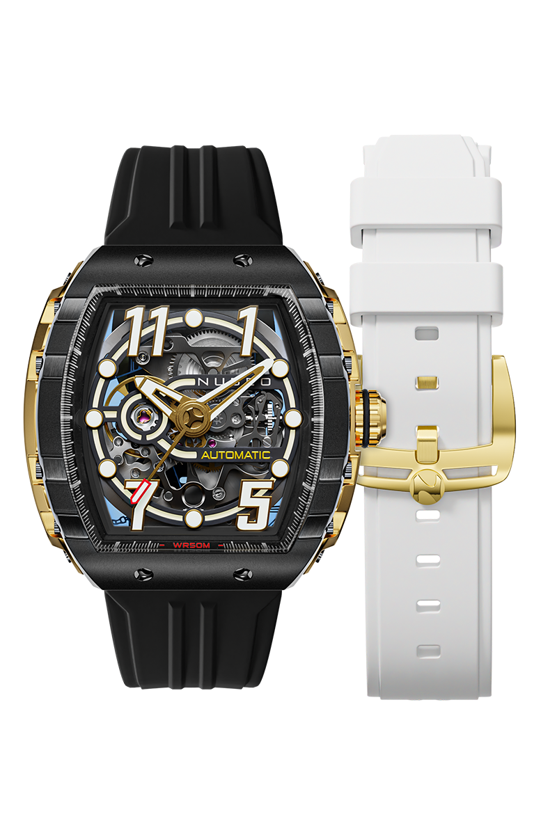 NUBEO Nubeo Magellan Skeleton Copper Black Men's Watch NB-6063-03