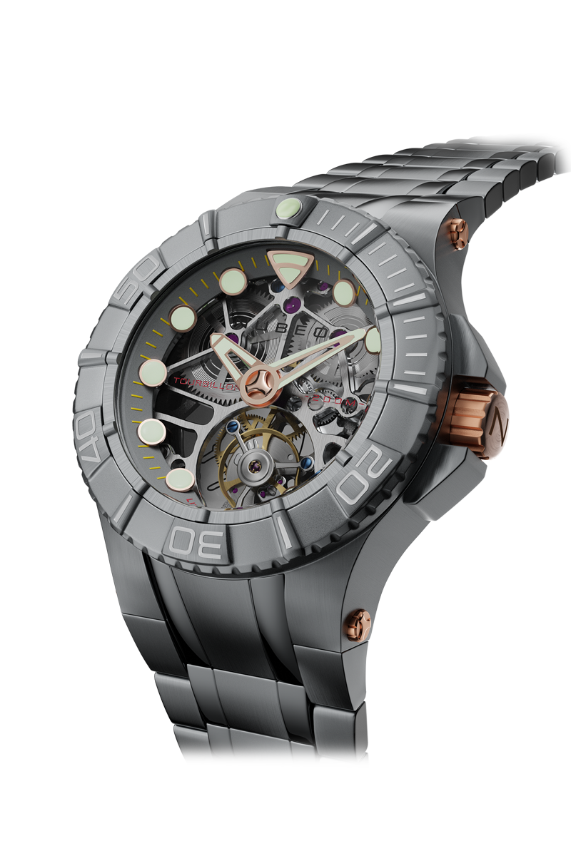 NUBEO Nubeo Manta Tourbillon Limited Edition Silver Sheen Men's Watch NB-6069-55