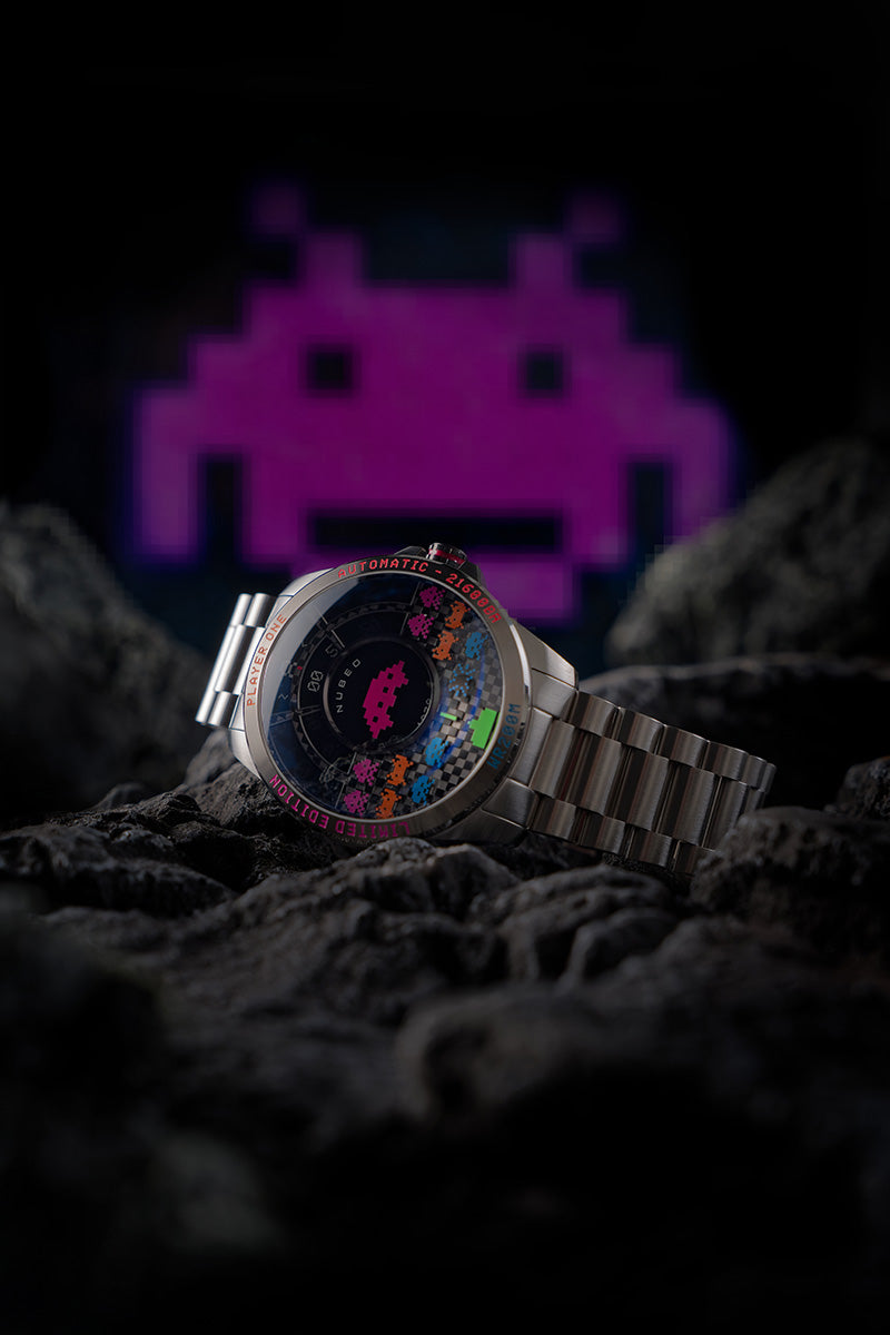 NUBEO Nubeo Quasar Automatic Space Invaders Limited Edition Space Black Men's Watch NB-6082-SI-11
