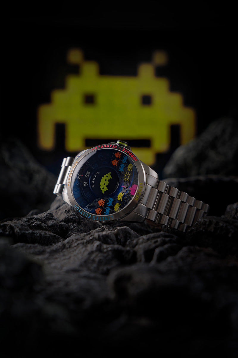 NUBEO Nubeo Quasar Automatic Space Invaders Limited Edition Straggler Blue Men's Watch NB-6082-SI-22
