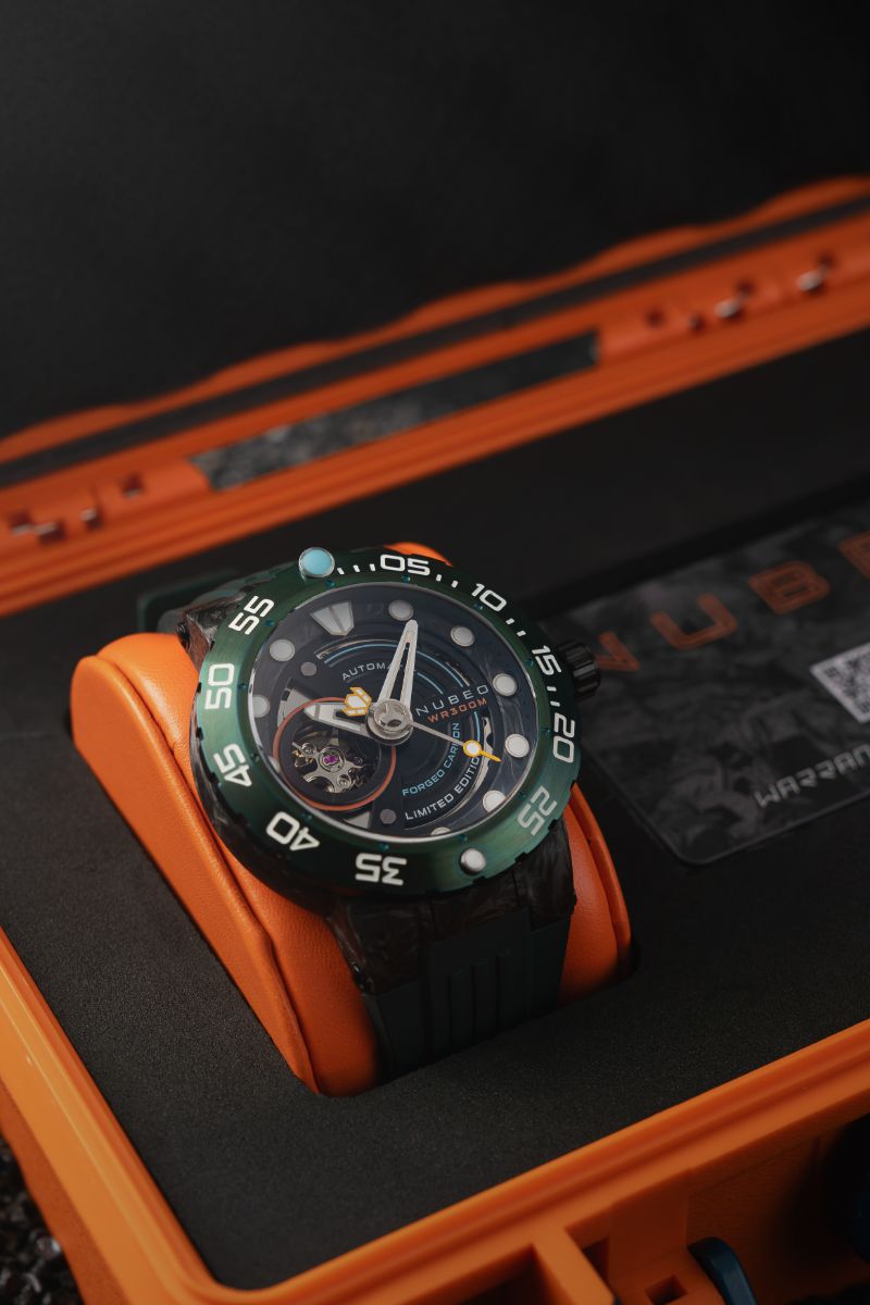 NUBEO Nubeo Opportunity Automatic Forged Carbon Fiber Limited Edtion Carbon Green Men's Watch NB-6085-04