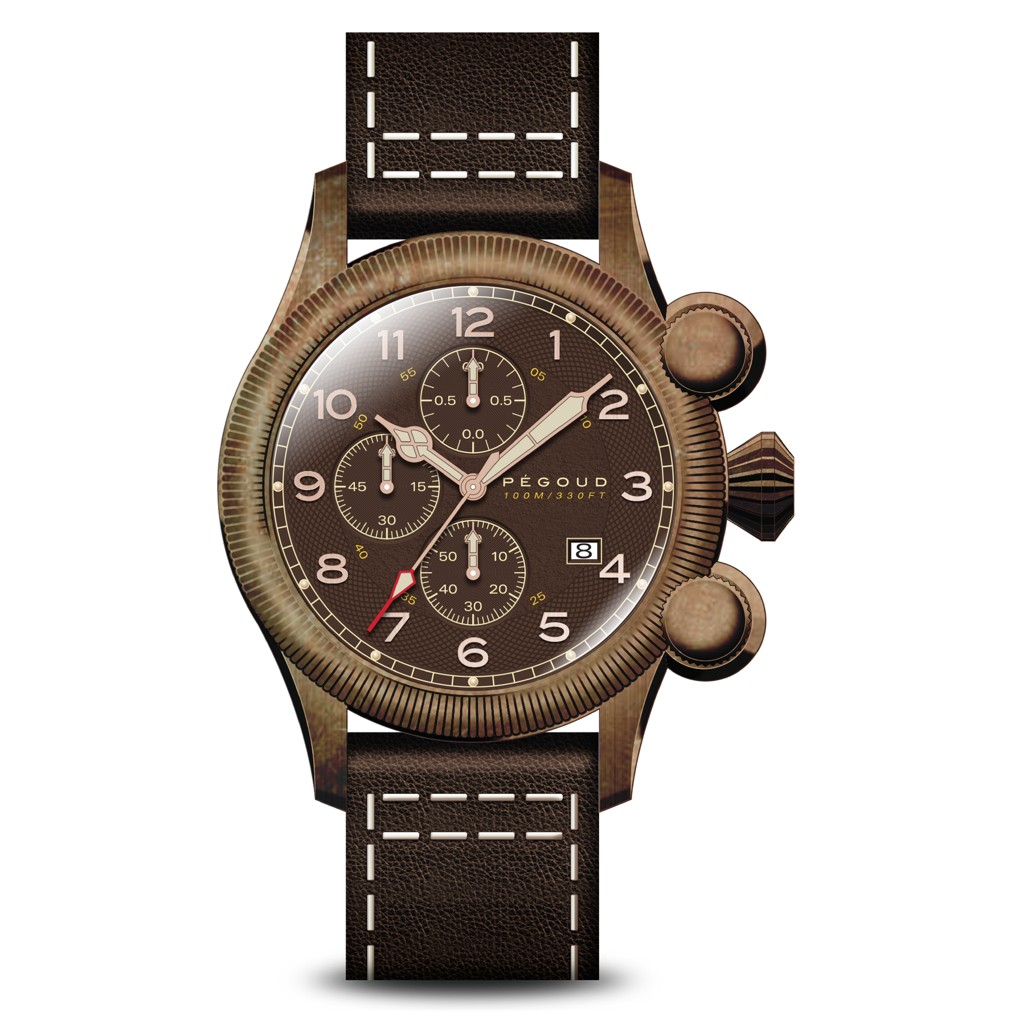 PEGOUD Pegoud Onduleur Japanese Quartz Chronograph Men's Brown Watch PG-9002-04