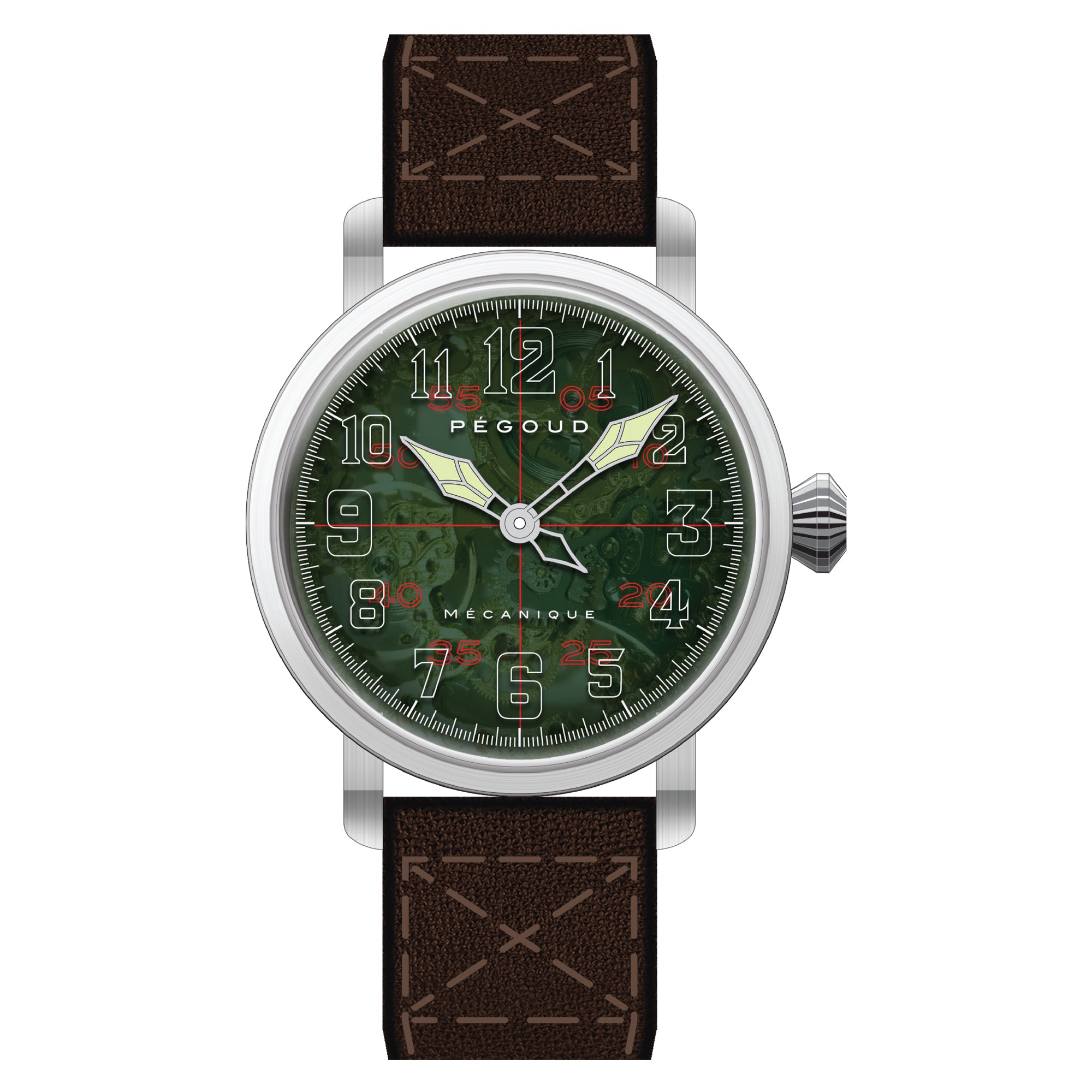 PEGOUD Pegoud Des Ailes Mechanical Skeleton Men's Green Watch PG-9003-03